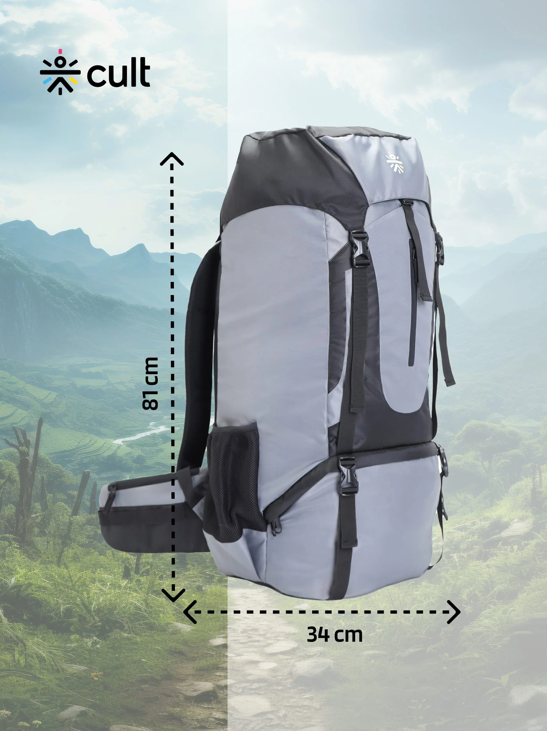 Travel Rucksack 80 L Grey - Image 2