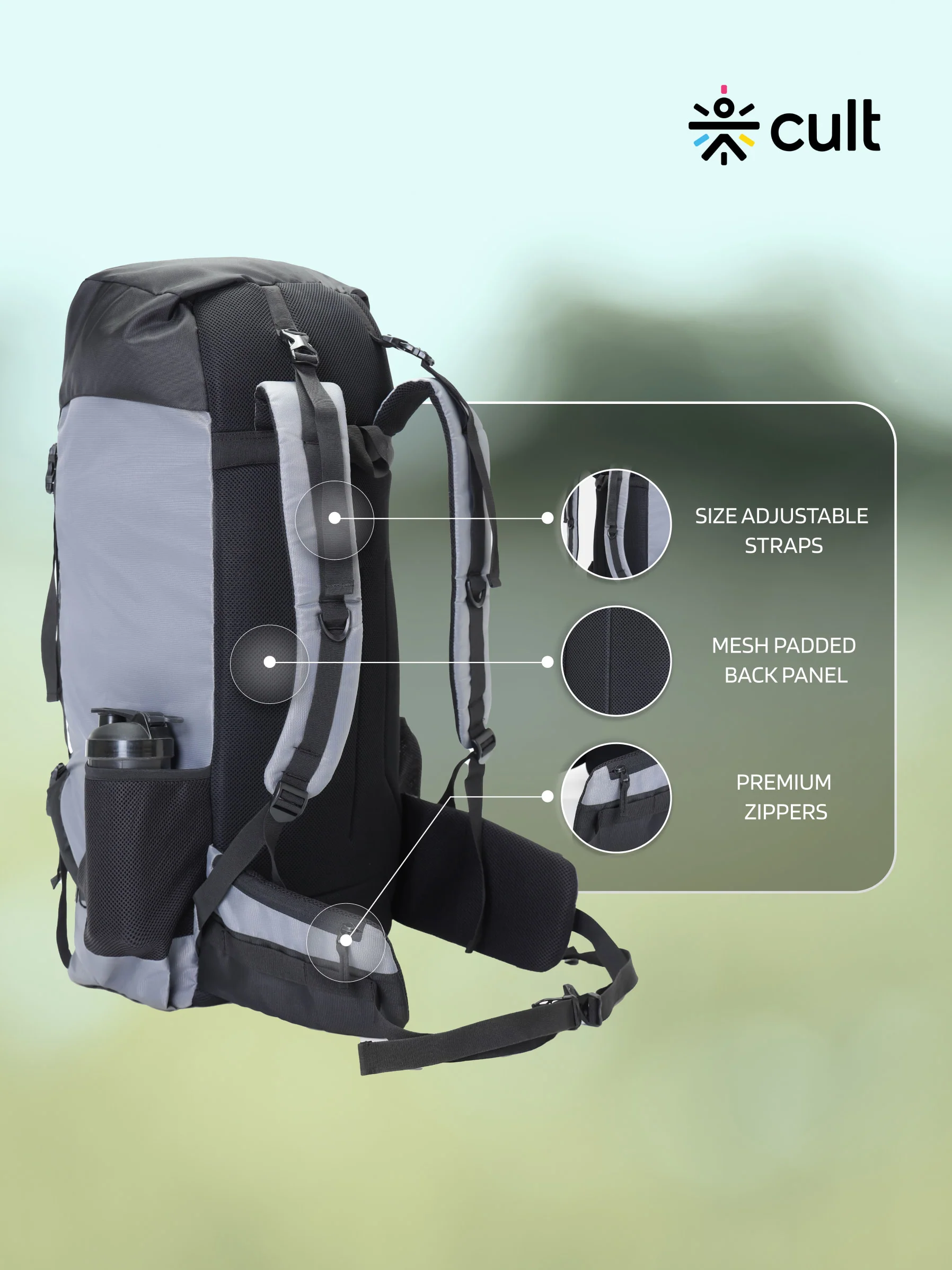 Travel Rucksack 80 L Grey - Image 4