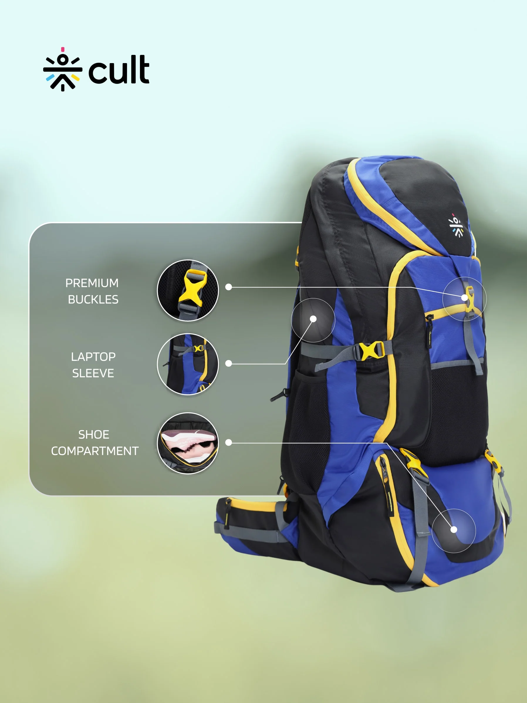 Travel Rucksack 95 L Blue - Image 3