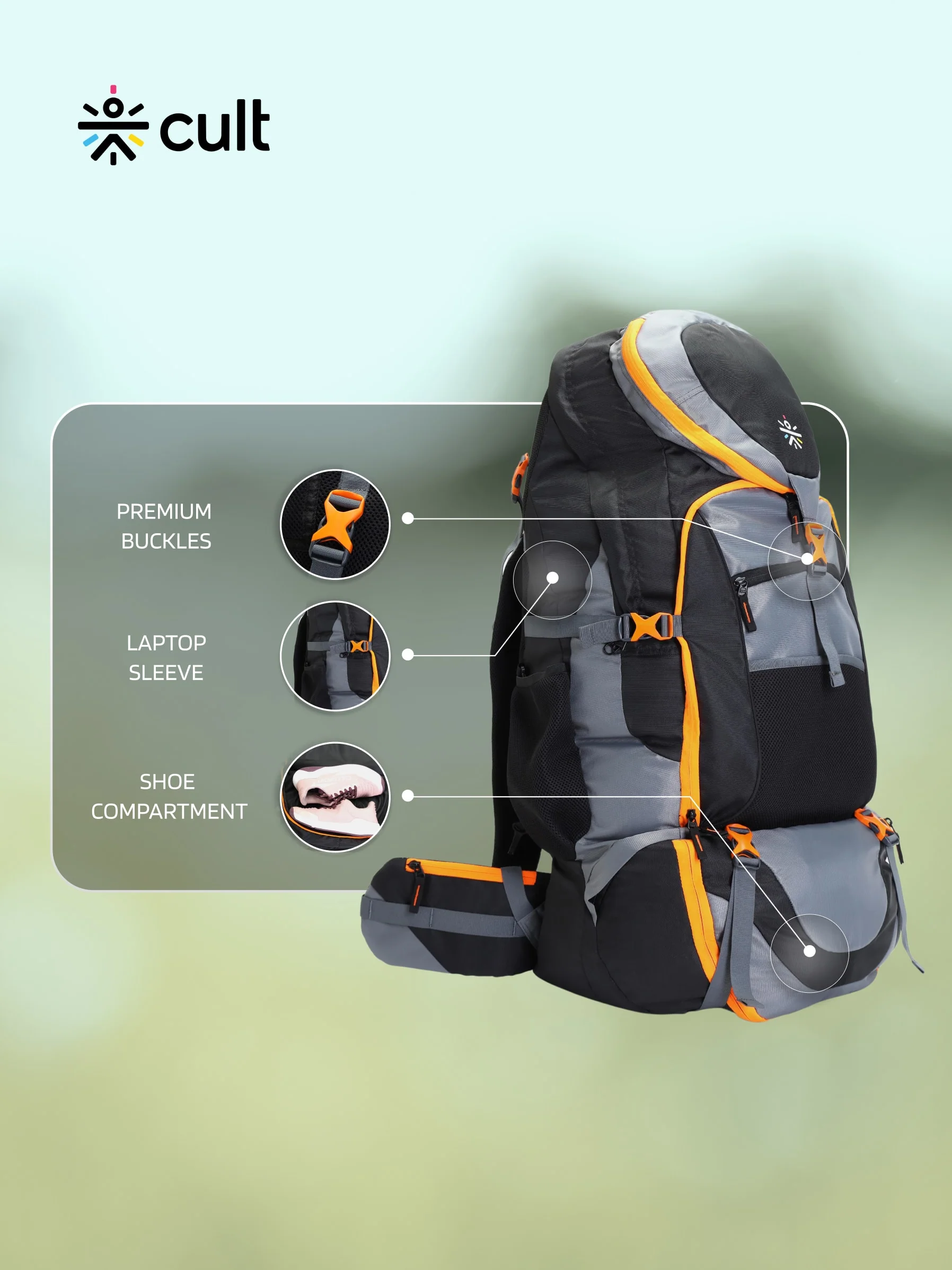 Travel Rucksack 95 L Grey - Image 3