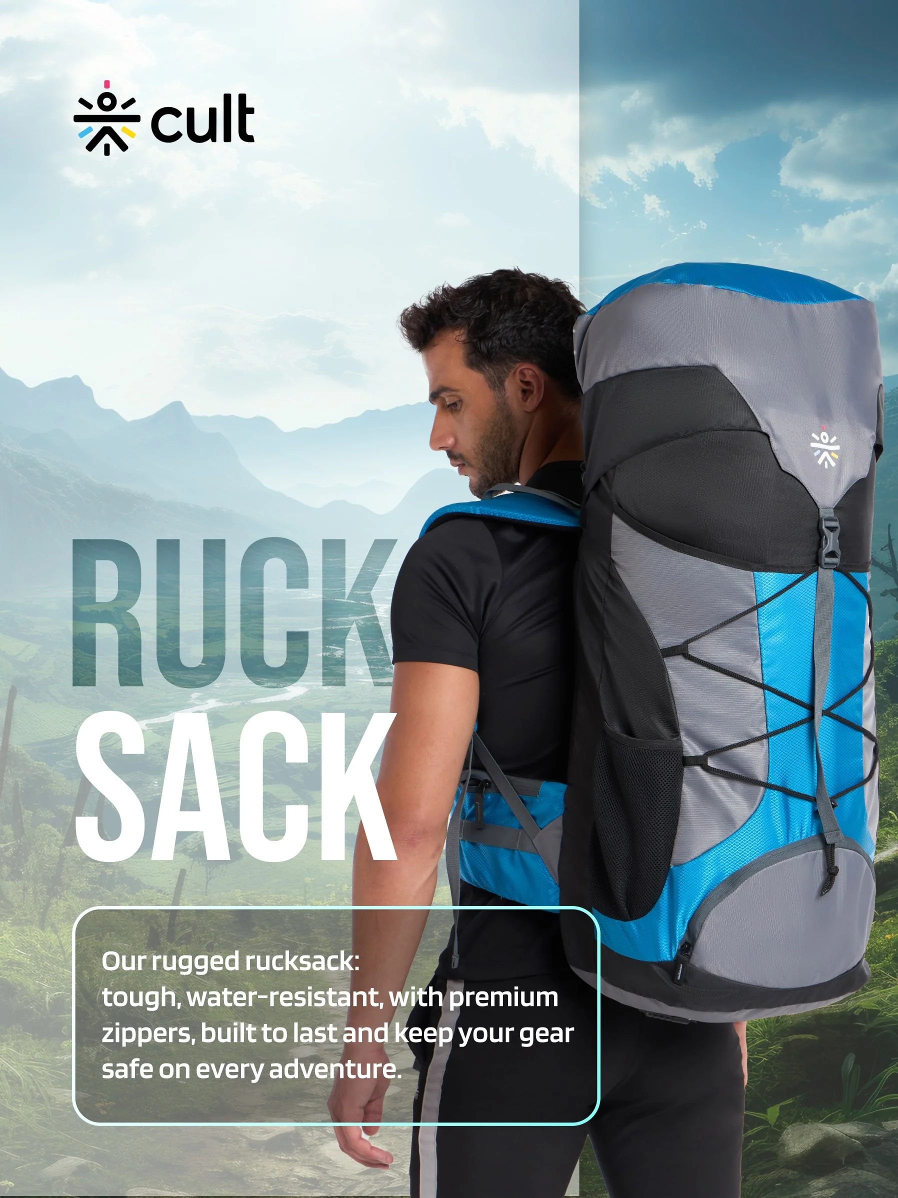 Travel Trekking Rucksack 60 L Blue - Image 6