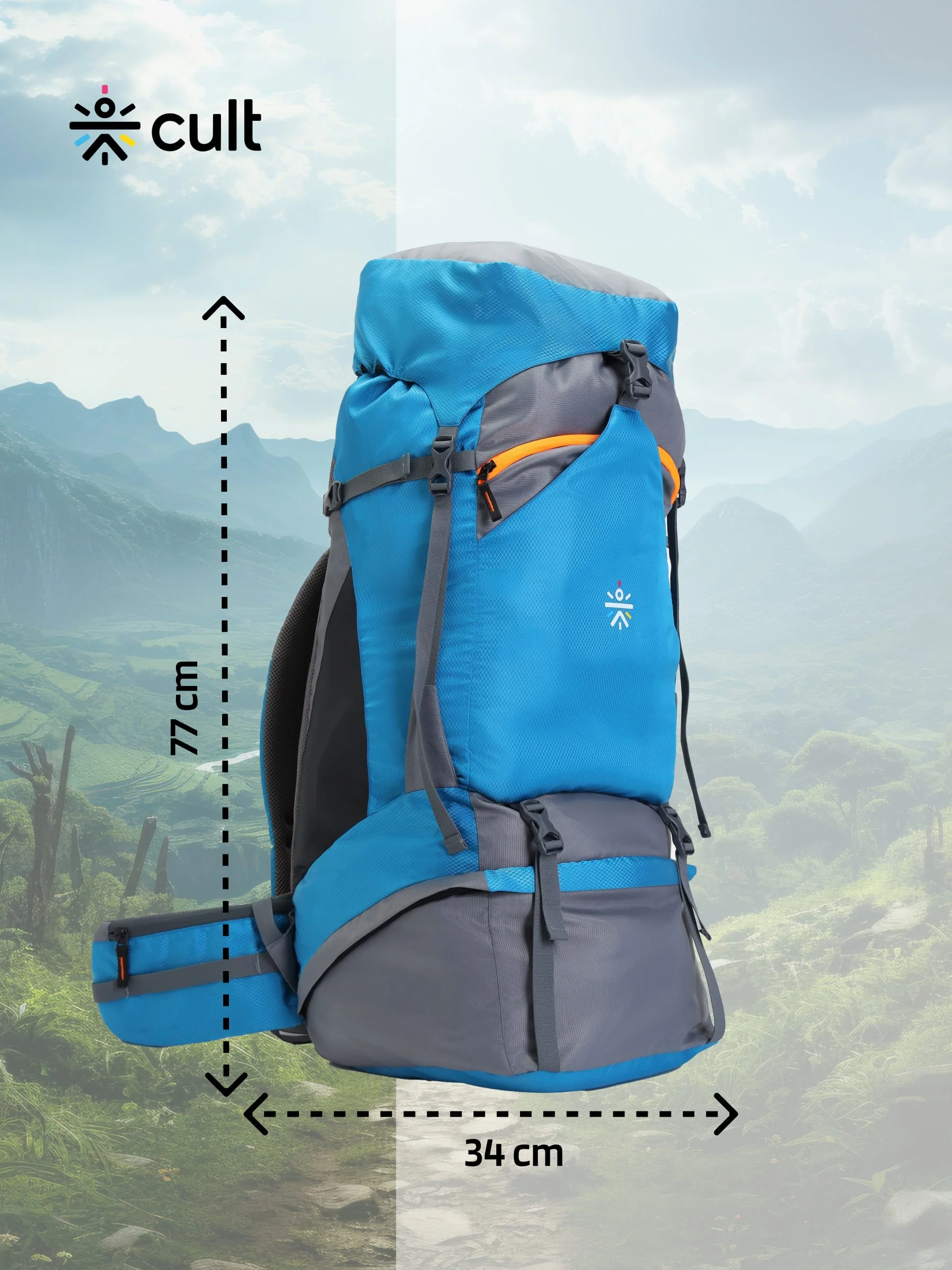 Travel Trekking Rucksack 75 L Blue - Image 2