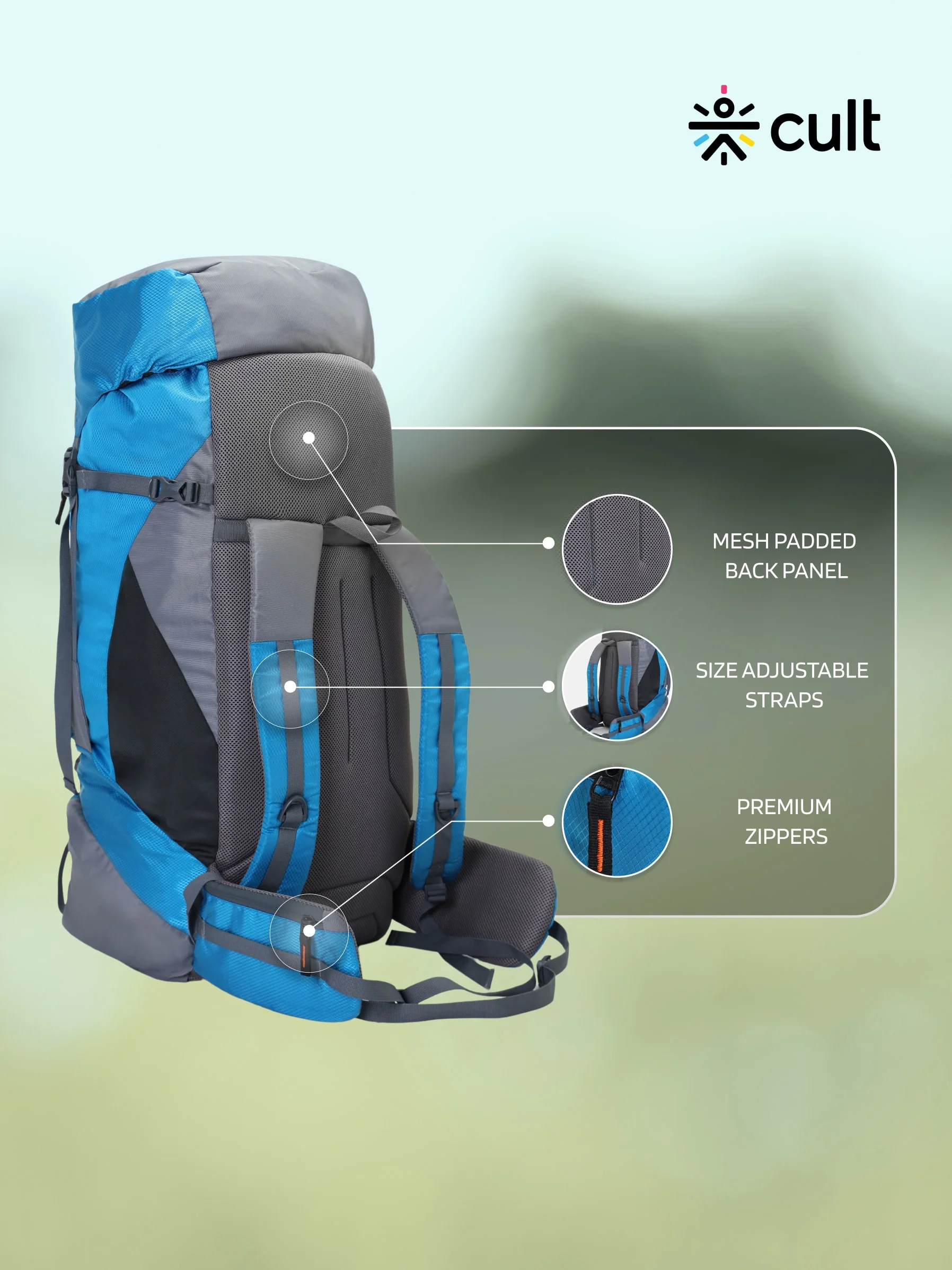 Travel Trekking Rucksack 75 L Blue - Image 4