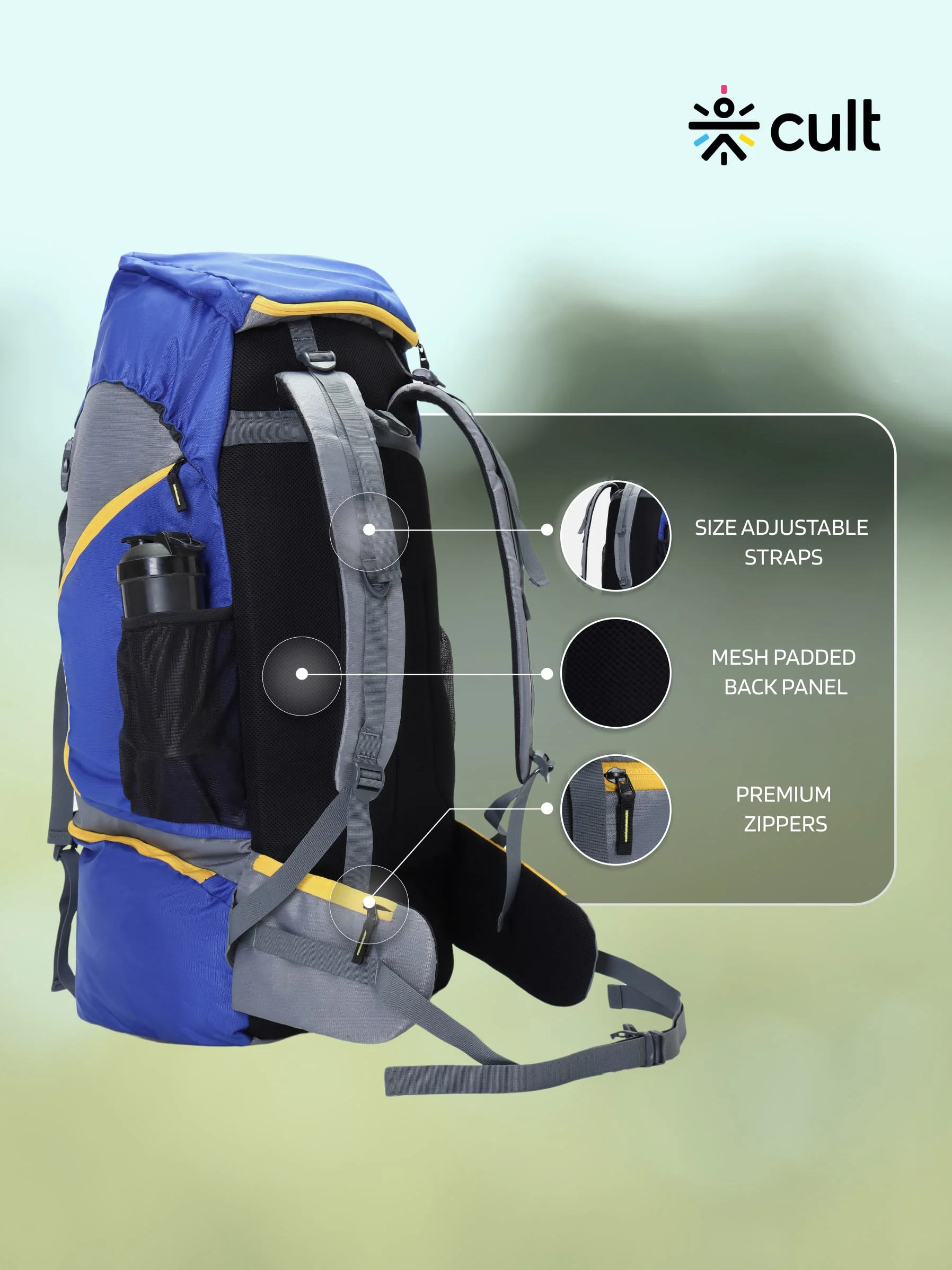 Travel Trekking Rucksack 80 L Blue - Image 4
