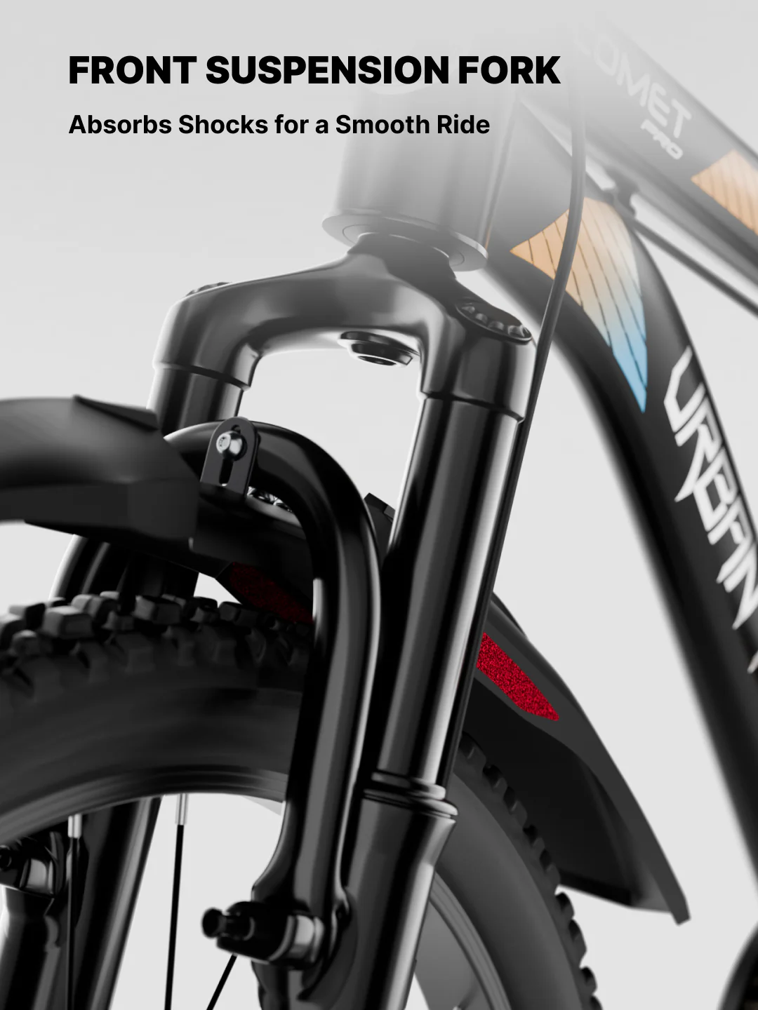 Urban Terrain Comet Pro 26T Single Speed Steel Mountain Bike with Front Suspension & Dual Disc Brakes (Black) - Image 3