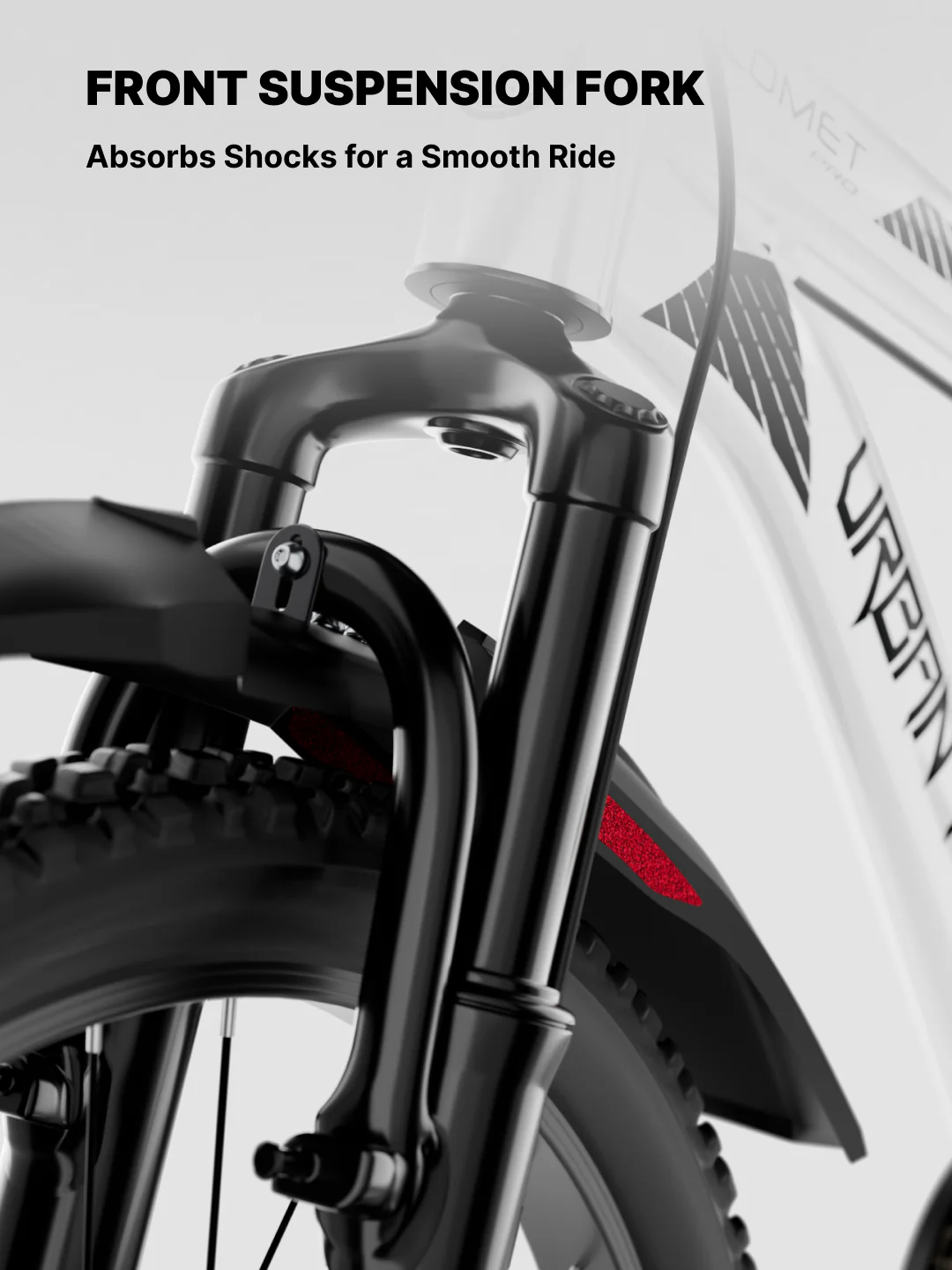 Urban Terrain Comet Pro 26T Single Speed Steel Mountain Bike with Front Suspension & Dual Disc Brakes (White) - Image 3