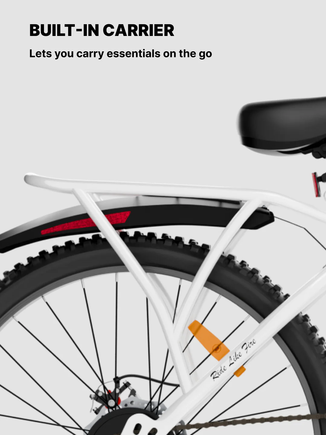 Urban Terrain Comet Pro 26T Single Speed Steel Mountain Bike with Front Suspension & Dual Disc Brakes (White) - Image 4