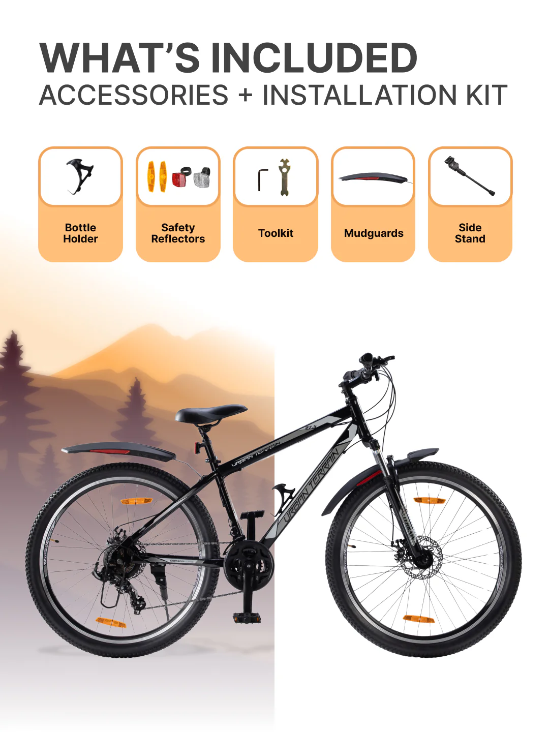 UT1000 Mountain Bike Steel 21 Speed Cycle Shimano Gear 27.5 inch Tyre, Black With Front Suspension, Double Wall Rim and Dual Disc Brakes Ideal For 5.2 ft to 6 ft - Image 7