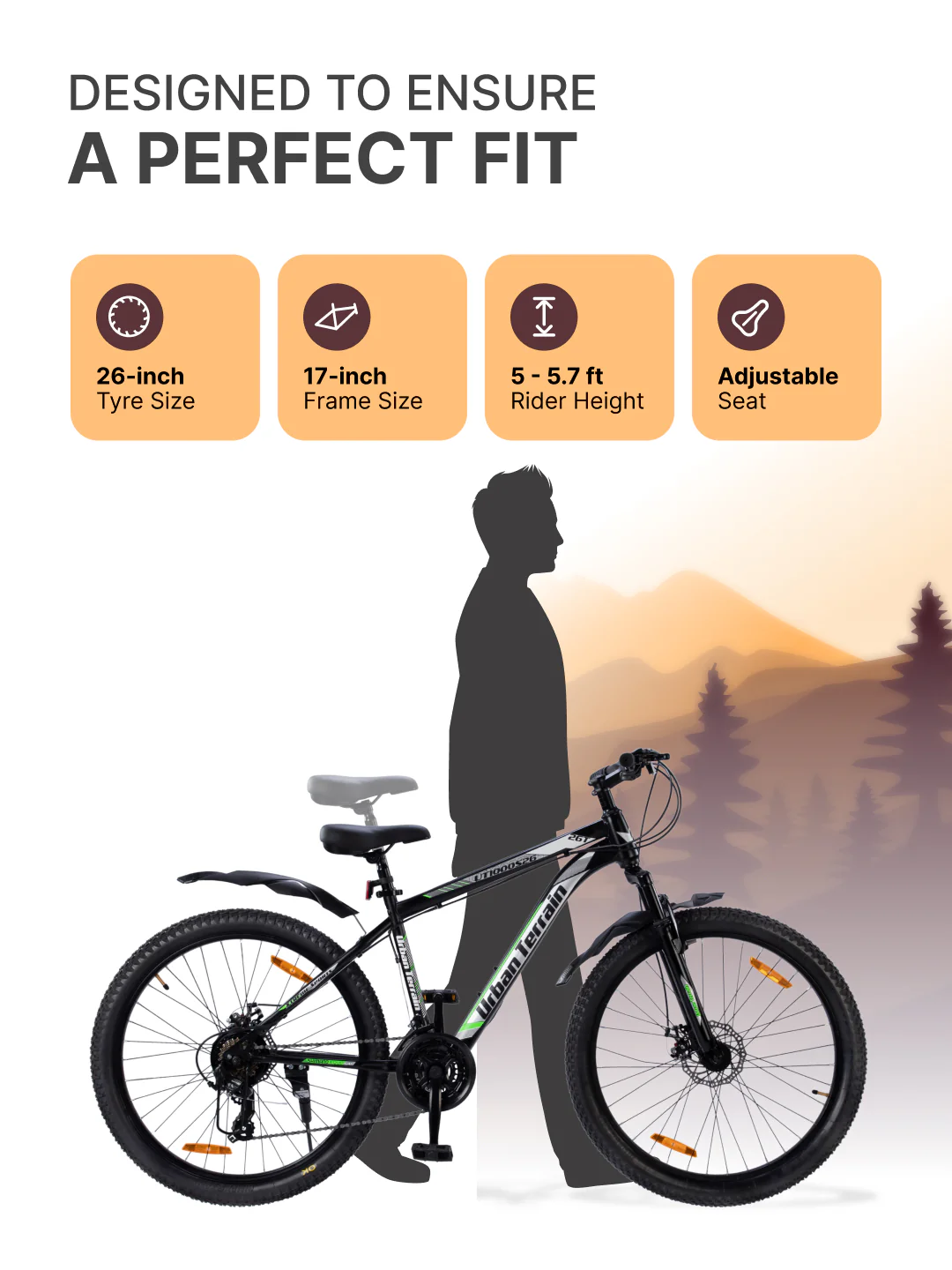 UT1000S26 Mountain Bike Steel 21 Speed Cycle Shimano Gear 26 inch, Grey With Front Suspension, Single Wall Rim and Dual Disc Brakes Ideal For 5 ft to 5.7 ft - Image 6