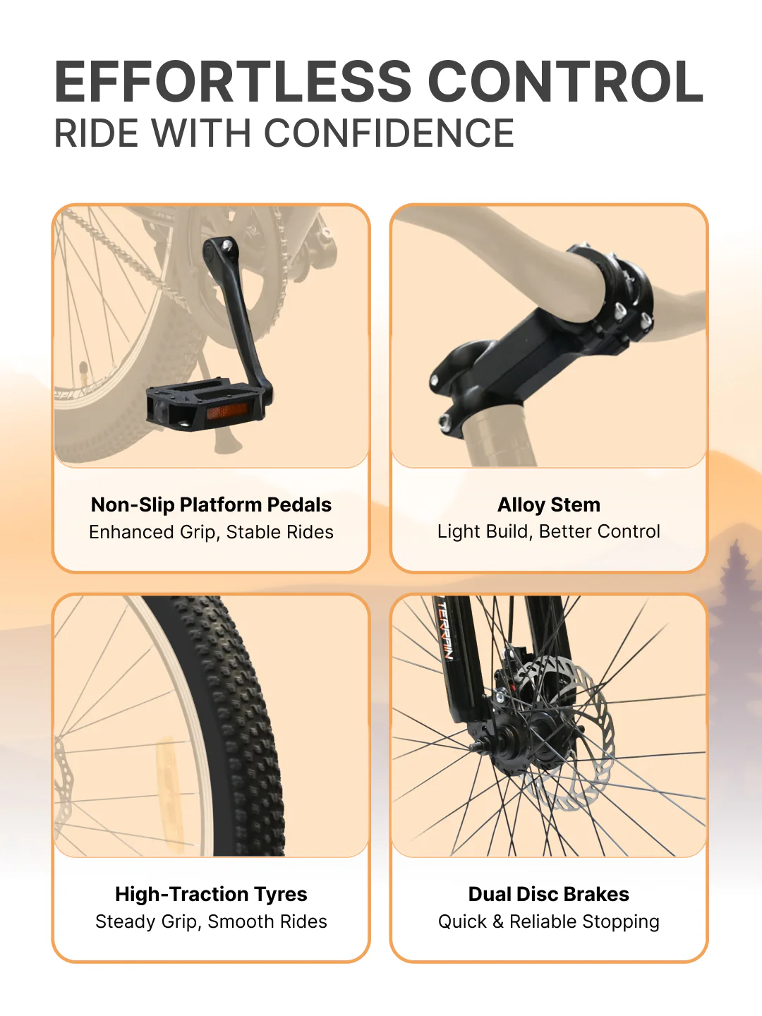 UT5001S29ACC Mountain Cycle Steel Single Speed 29 inch with Dual Disc Brakes, Front Suspension, Double Wall Alloy Rim, Bell & Lock, Black - Image 3