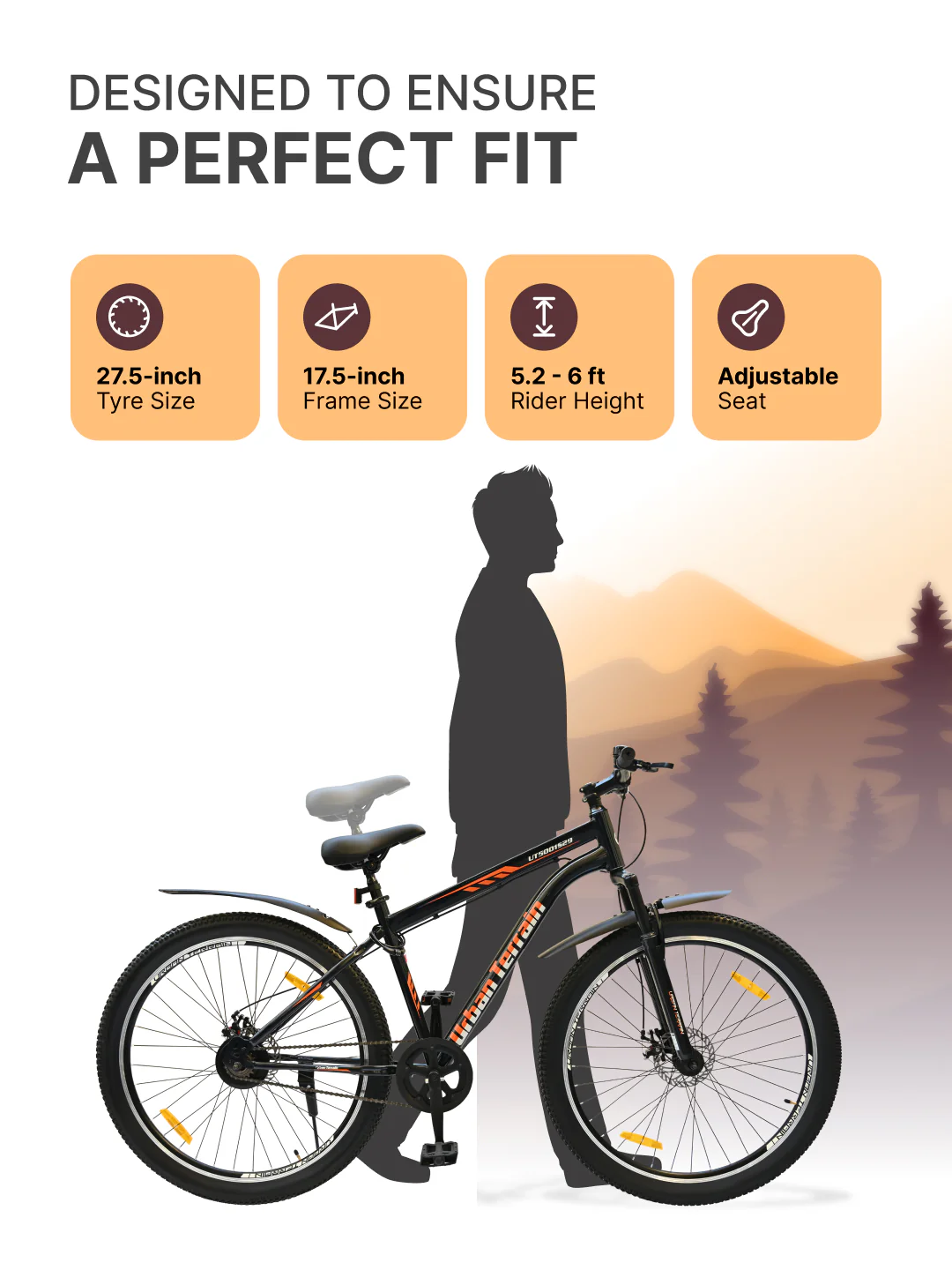 UT5001S29ACC Mountain Cycle Steel Single Speed 29 inch with Dual Disc Brakes, Front Suspension, Double Wall Alloy Rim, Bell & Lock, Black - Image 5