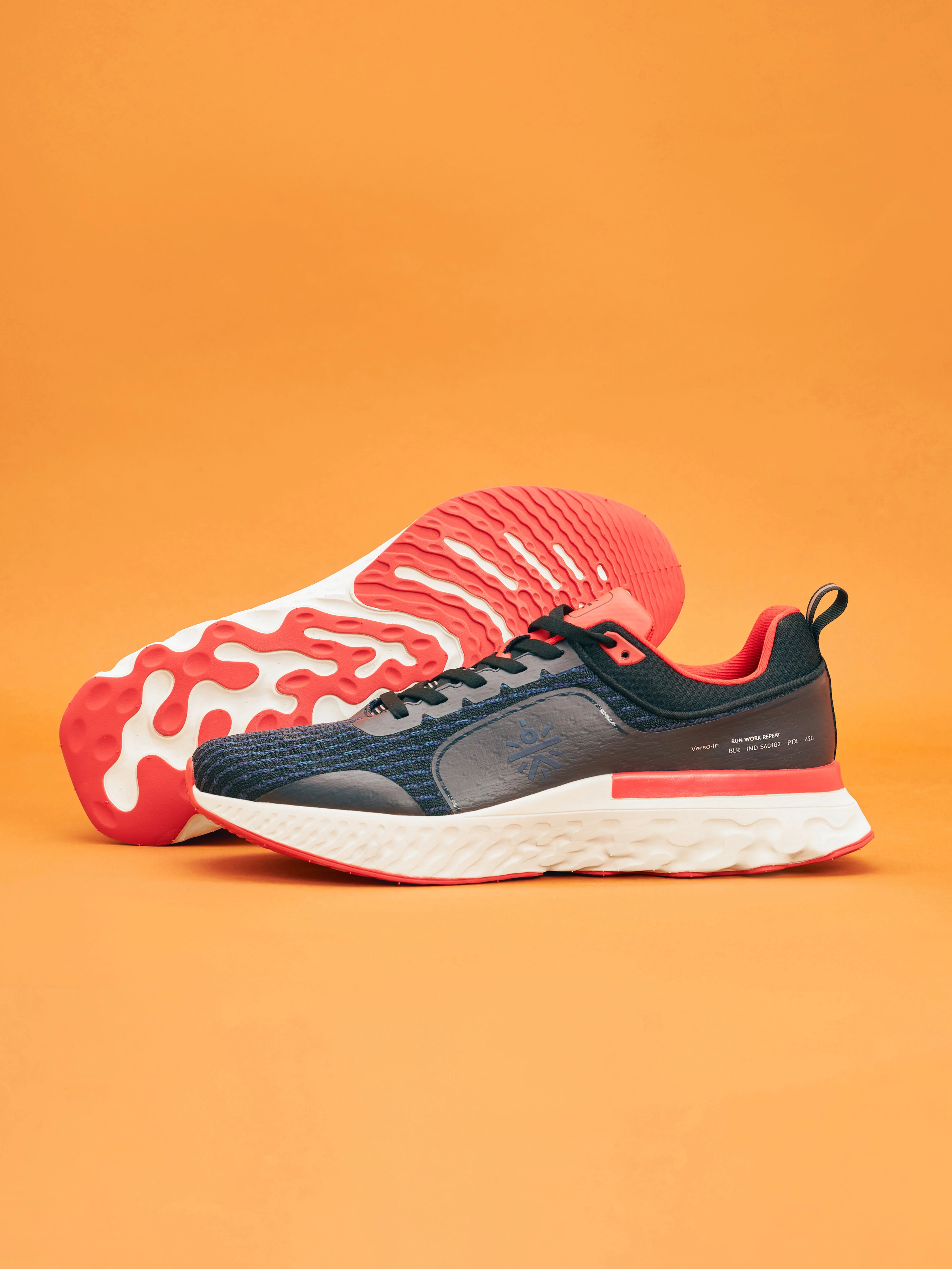 cult Versa Maze Men Running Shoes - Charcoal/Red - Image 8