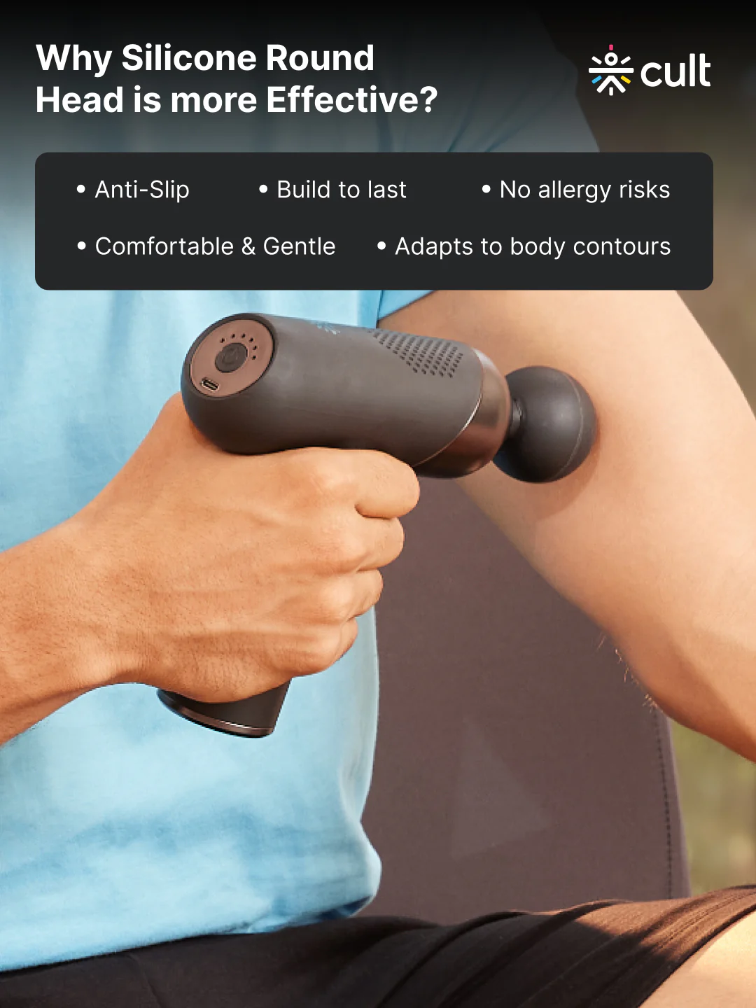 Cult Volt Plus, Full Body Professional Gun Massager, QuietMotion Tech, Deep Tissue Percussions, 3000mAh battery, 6 Speed levels, Silicone head, Carry Pouch. - Image 6