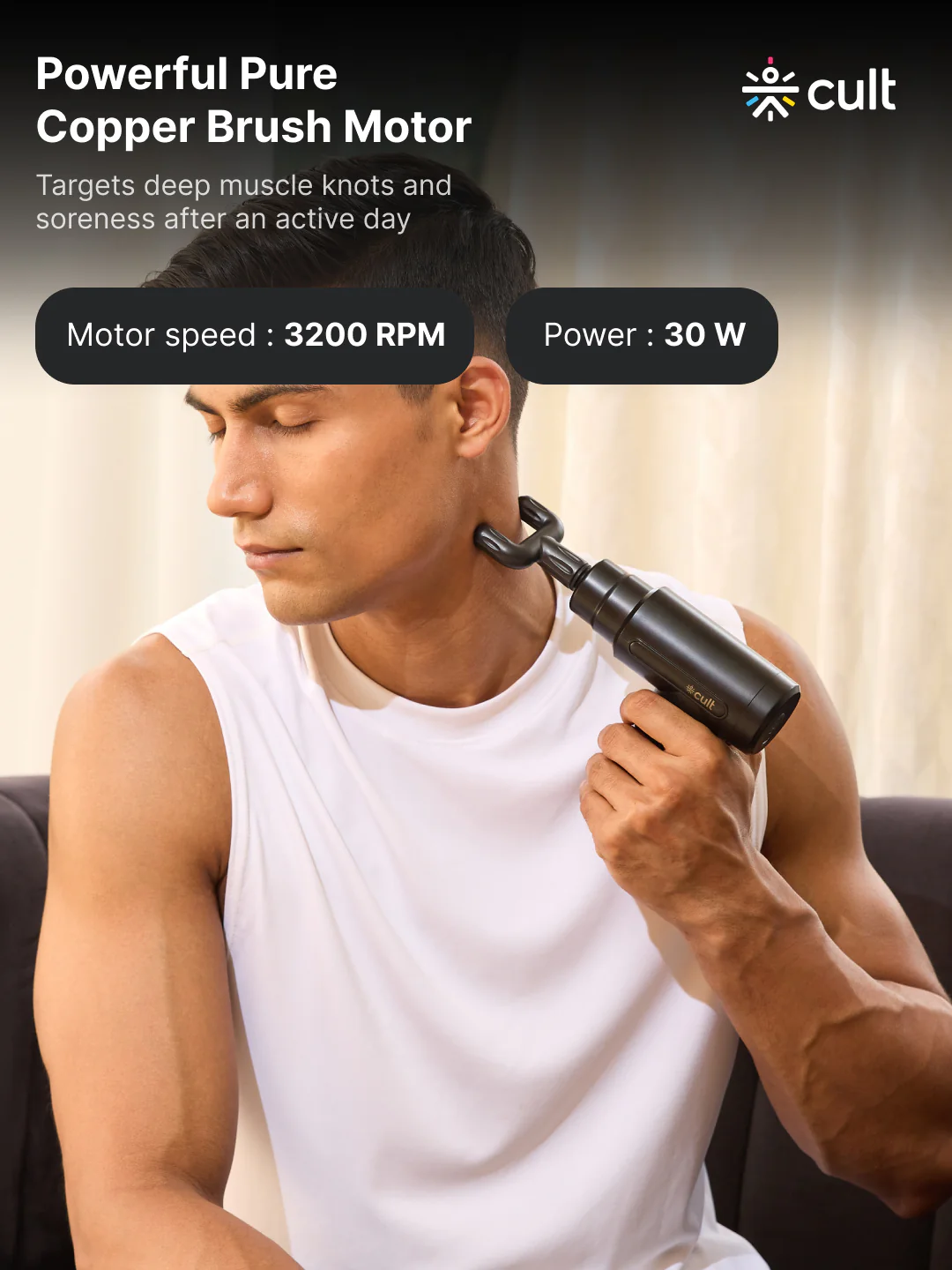 Cult Volt, Full Body Professional Gun Massager, QuietMotion Tech, Deep Tissue Percussions, 3000mAh battery, 6 Speed levels, Silicone head, Lightweight, Carry Pouch. - Image 4