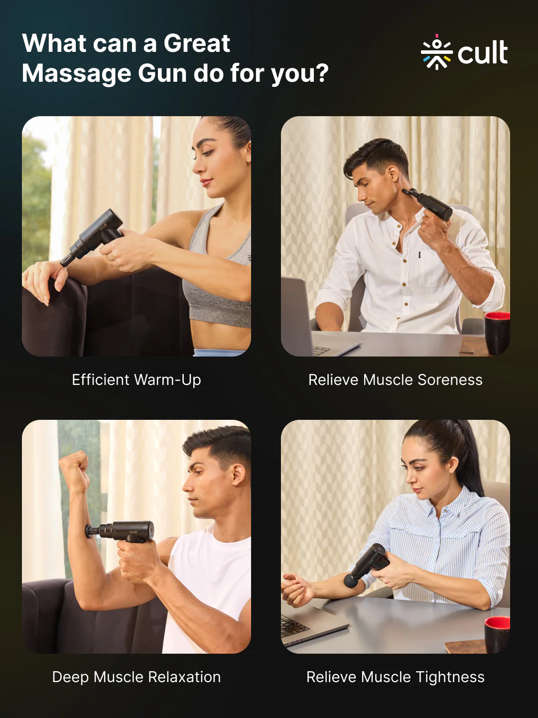 Cult Volt, Full Body Professional Gun Massager, QuietMotion Tech, Deep Tissue Percussions, 3000mAh battery, 6 Speed levels, Silicone head, Lightweight, Carry Pouch. - Image 8