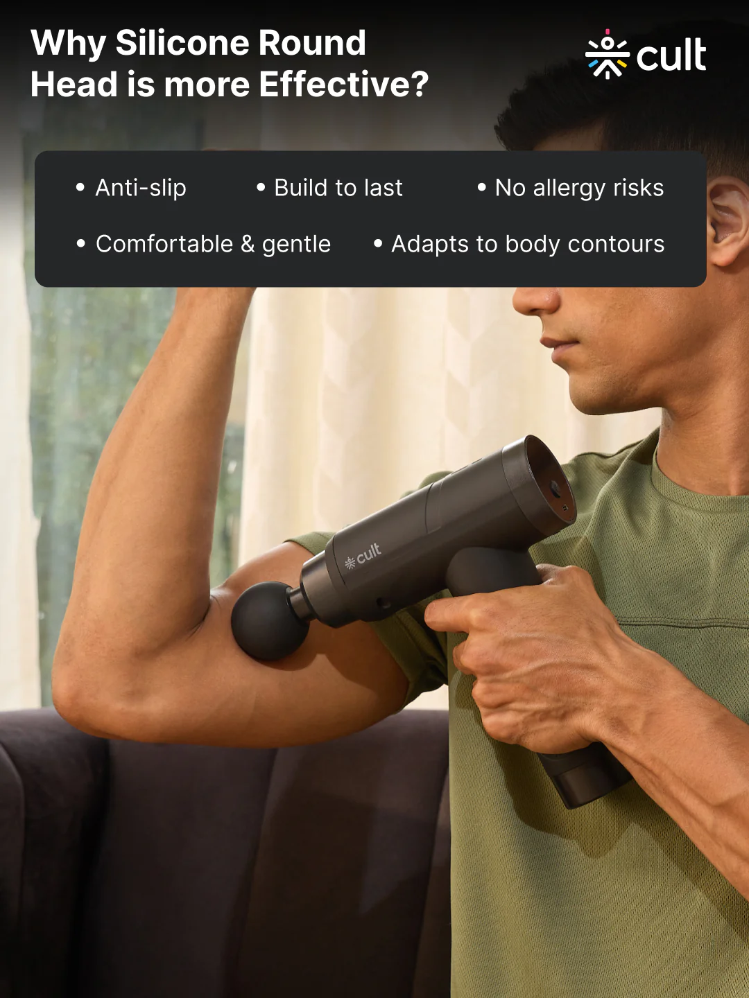 Cult Volt Pro, Full Body Professional Gun Massager, 4500 mAh battery, QuietMotion Tech, Deep Tissue Percussions, 4 Interchangeable heads, 6 Speed levels, Silicone head, Carry Pouch. - Image 6