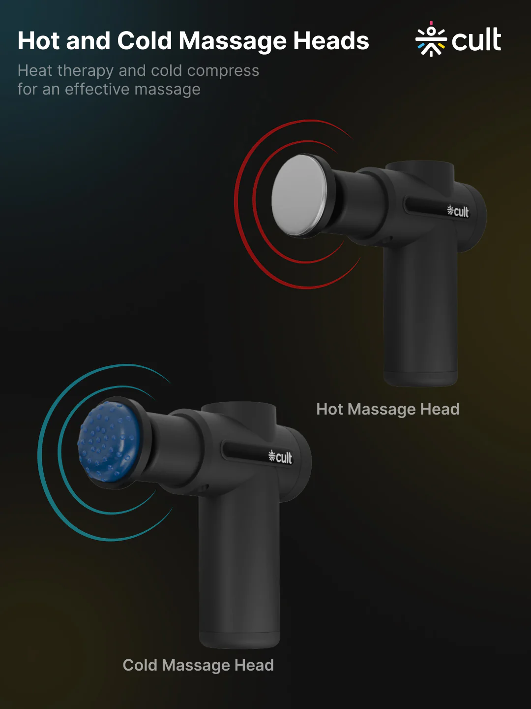 Cult Volt X, Full Body Professional Gun Massager with Hot and Cold Therapy, 3000mAh battery, QuietMotion Tech, 6 Interchangeable heads, 6 Speed levels, Silicone head, Carry Pouch. - Image 4
