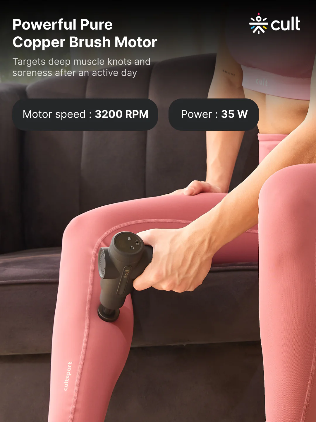 Cult Volt X, Full Body Professional Gun Massager with Hot and Cold Therapy, 3000mAh battery, QuietMotion Tech, 6 Interchangeable heads, 6 Speed levels, Silicone head, Carry Pouch. - Image 5
