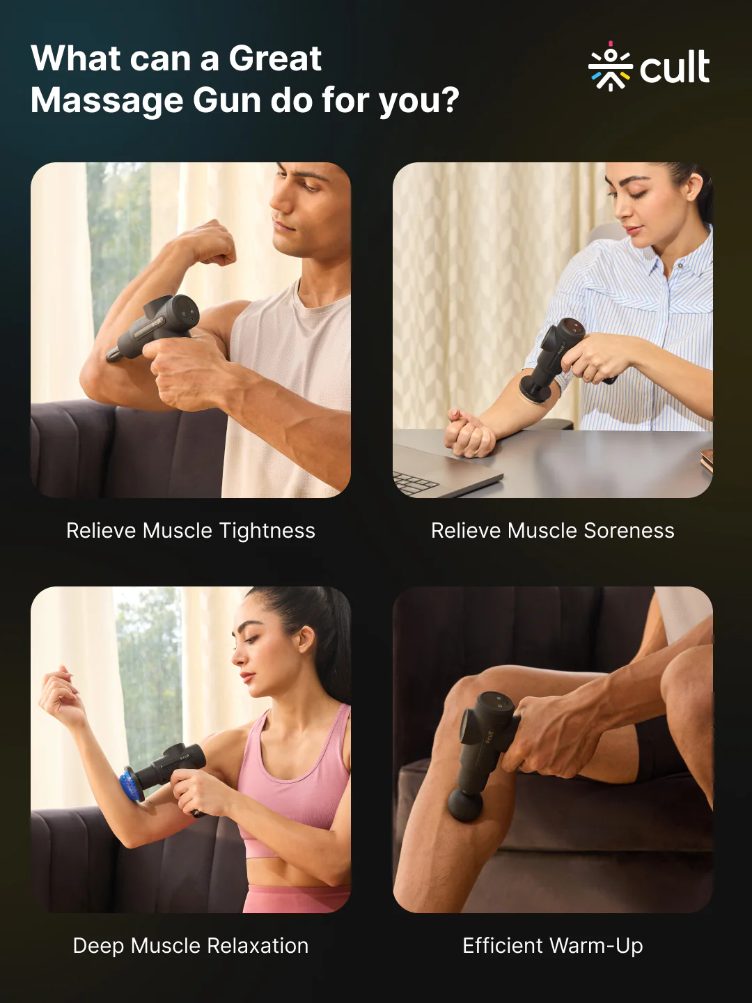 Cult Volt X, Full Body Professional Gun Massager with Hot and Cold Therapy, 3000mAh battery, QuietMotion Tech, 6 Interchangeable heads, 6 Speed levels, Silicone head, Carry Pouch. - Image 9
