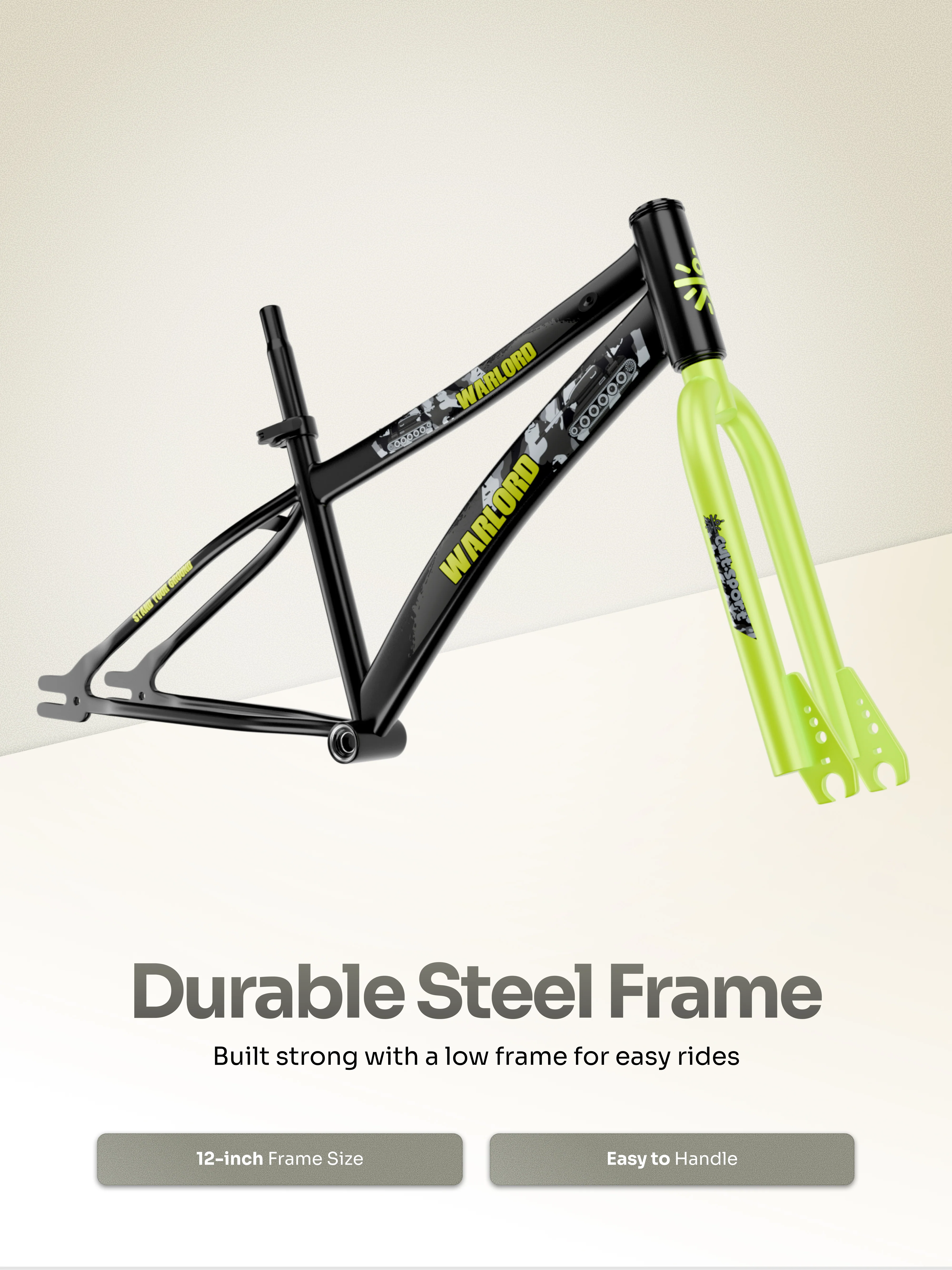 Warlord 20T Steel Frame Kids Bike Black - Image 4
