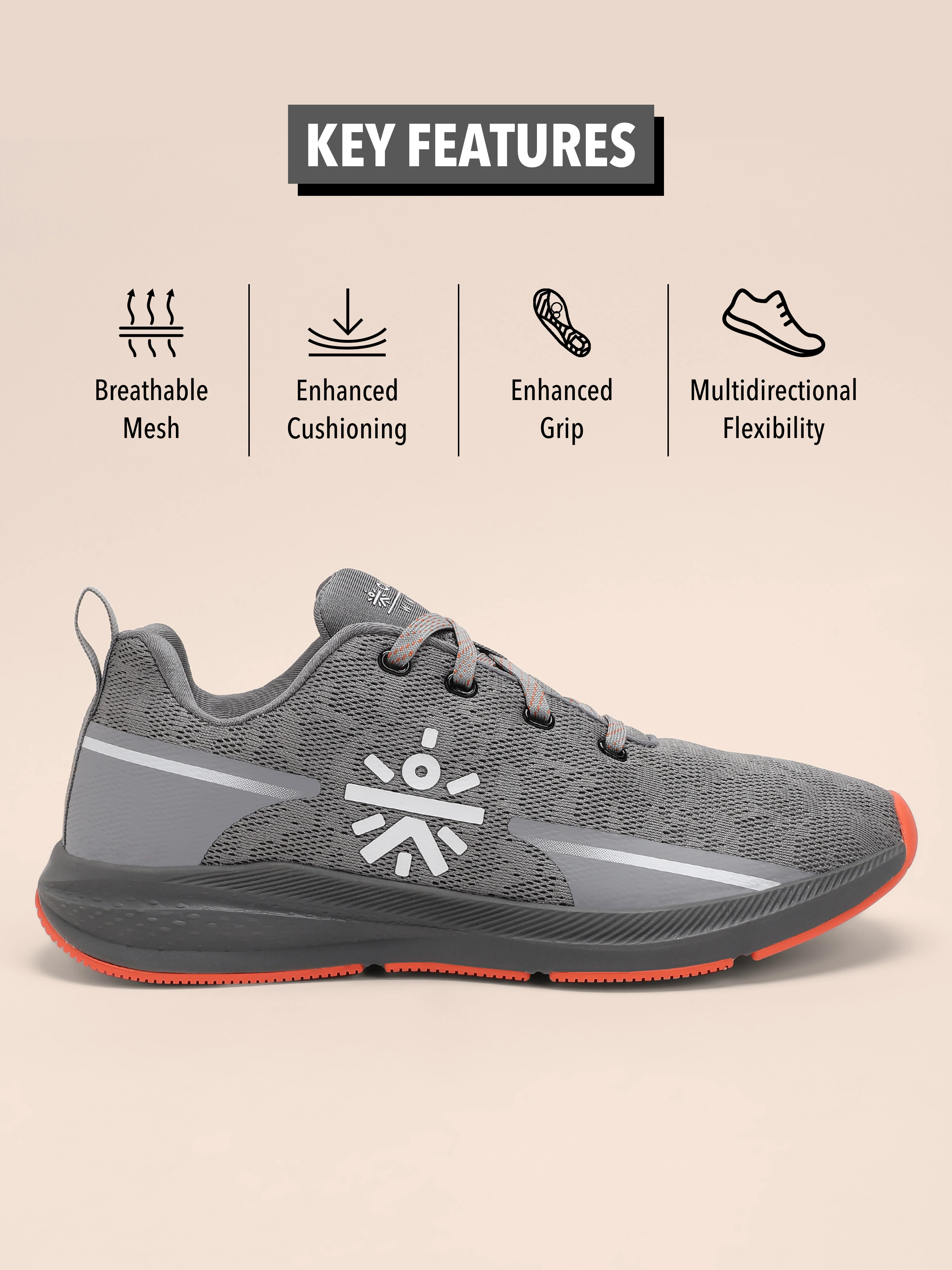 cult Windblazer Men Running Shoes - Grey/Orange - Image 3