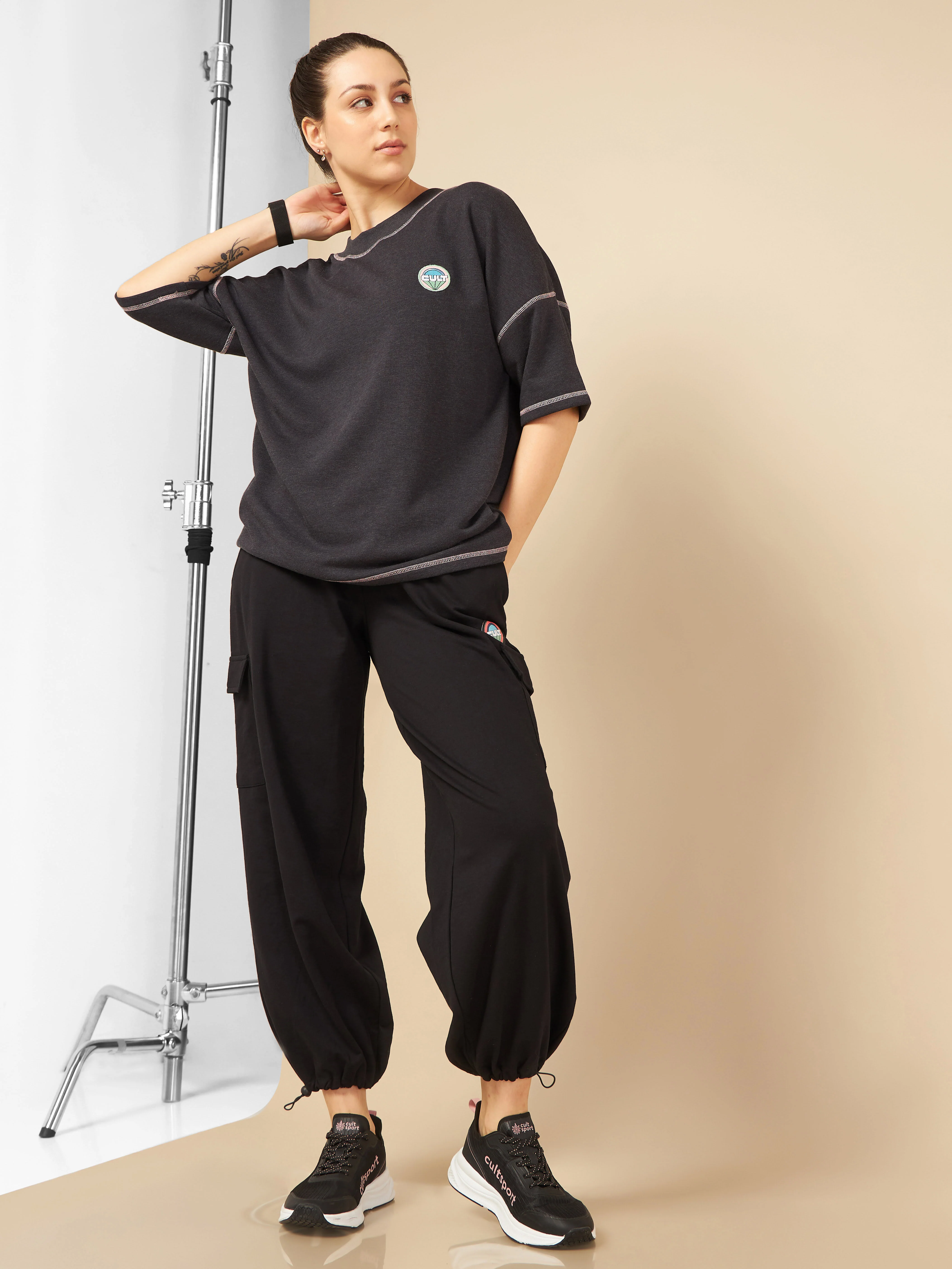Women Black Club Utility Joggers - Image 2