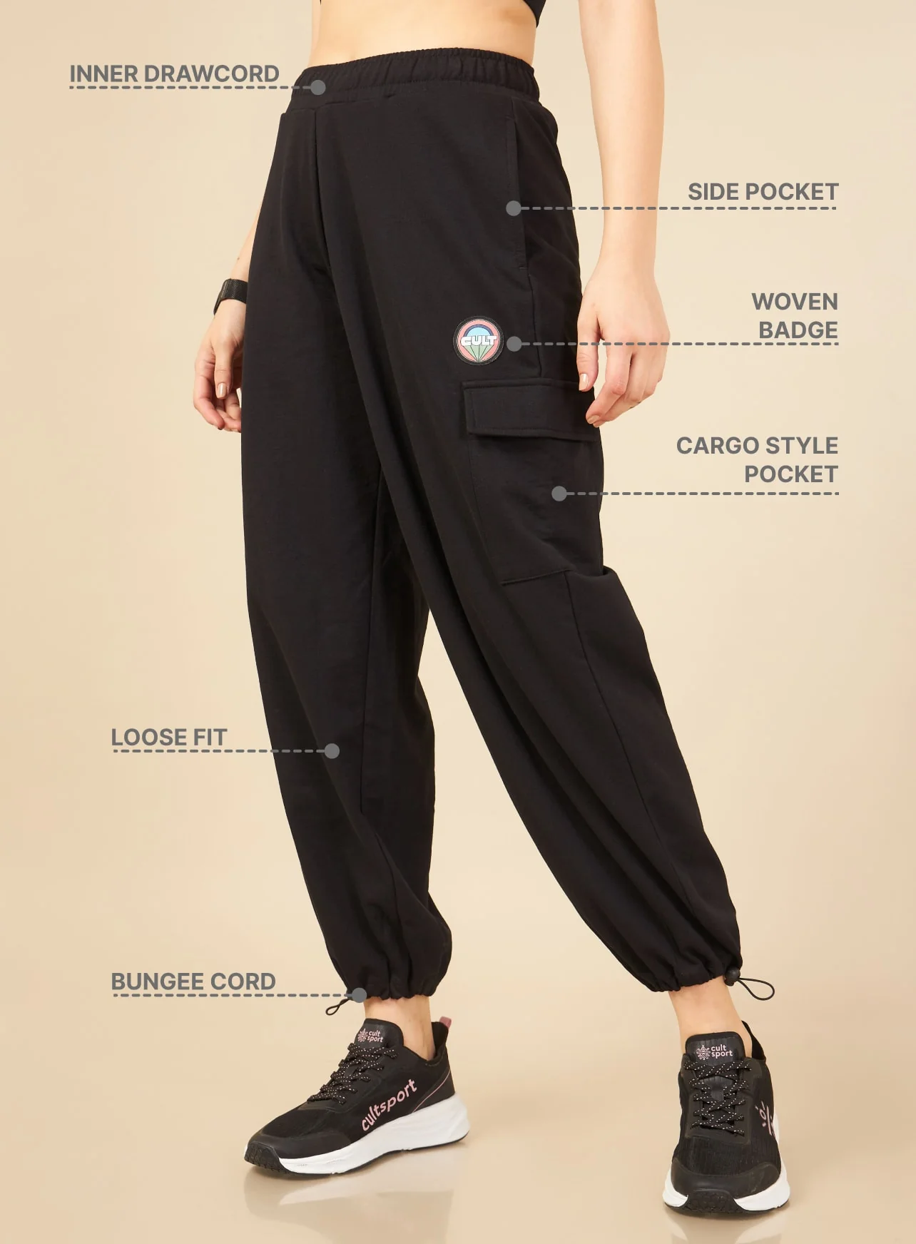 Women Black Club Utility Joggers - Image 4