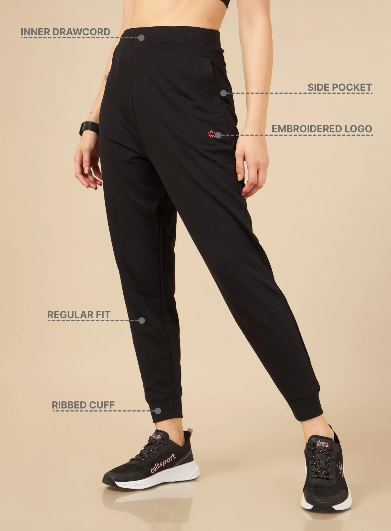 Women Black Cult Leisure Joggers - Image 3