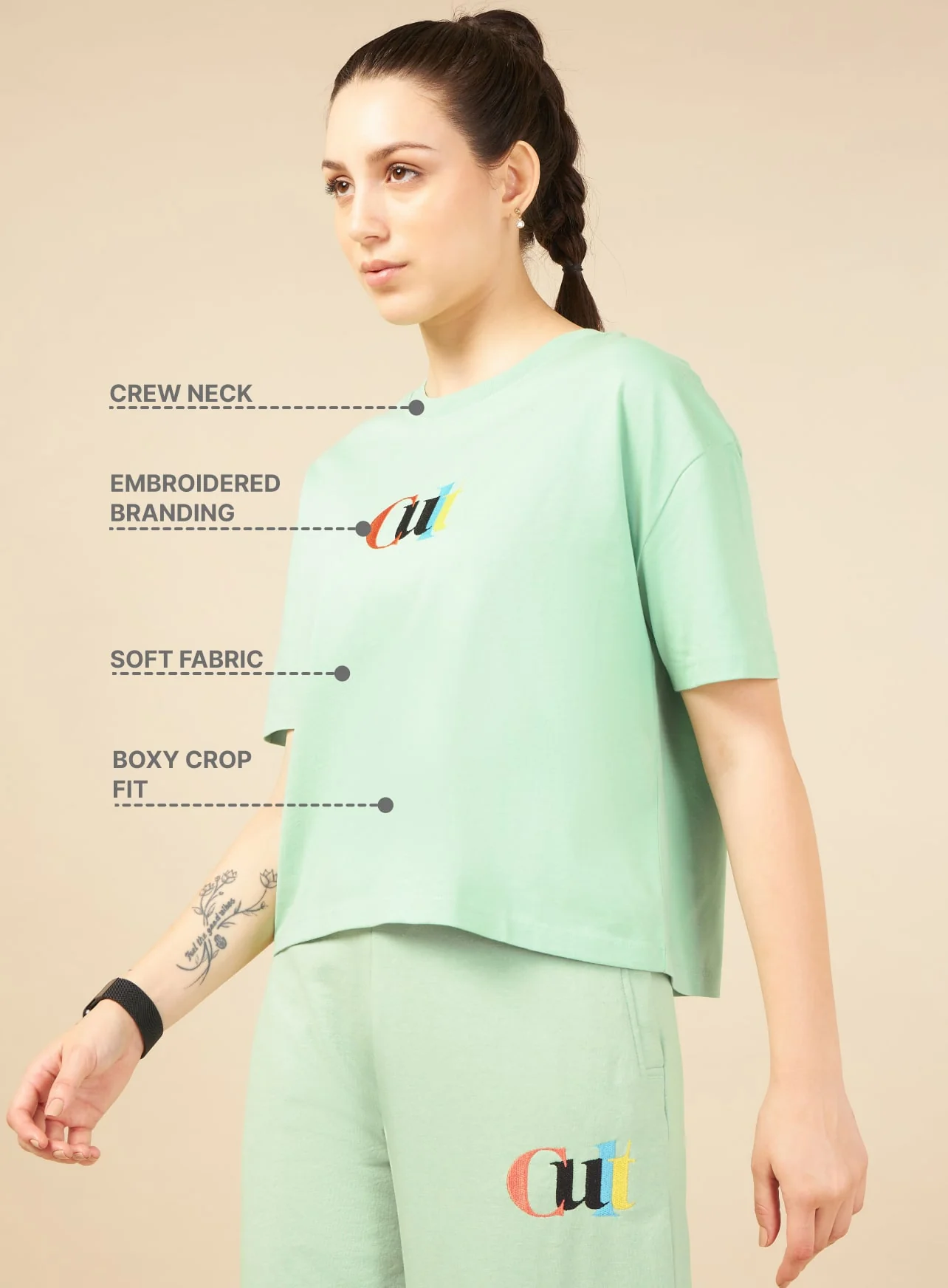 Women Green Cult club T-shirt - Image 4