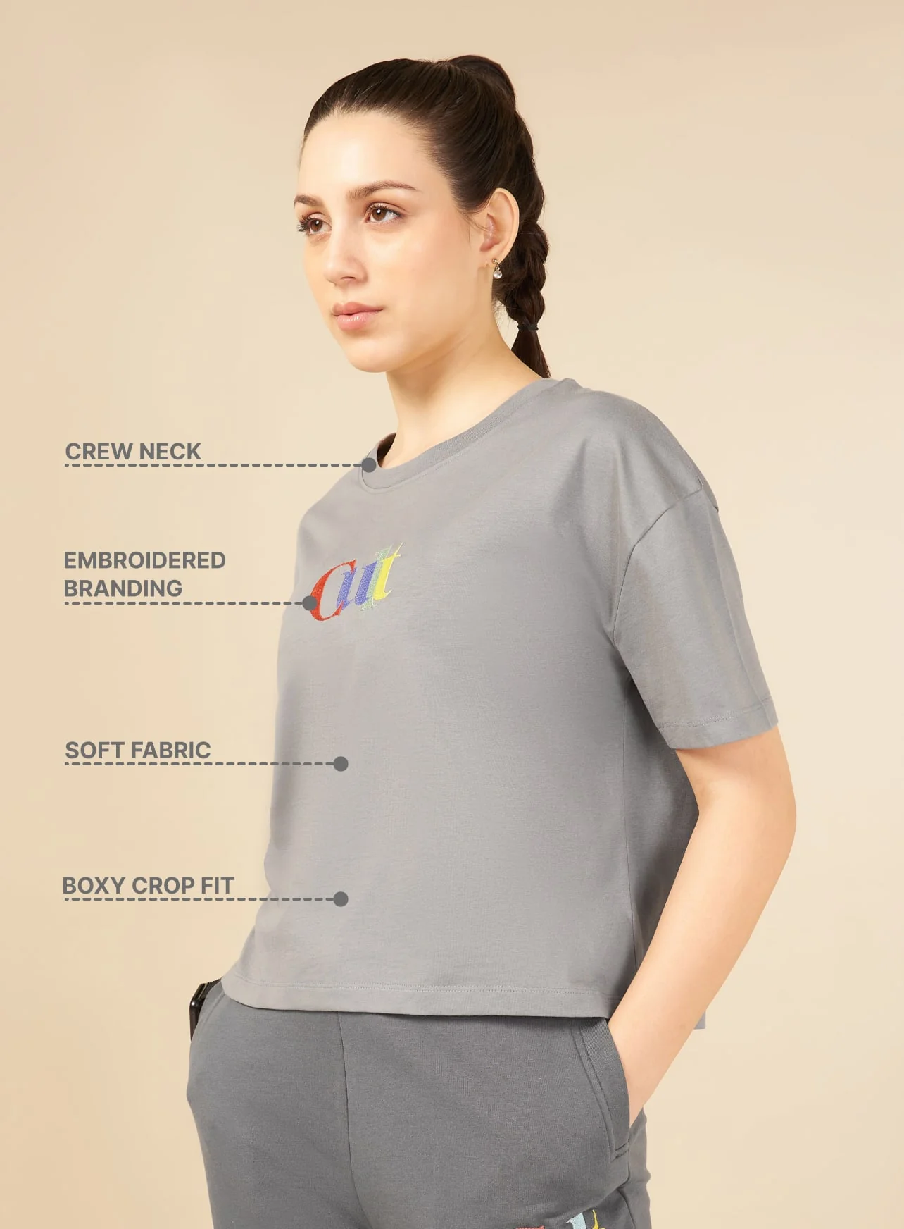 Women Grey Cult club T-shirt - Image 4