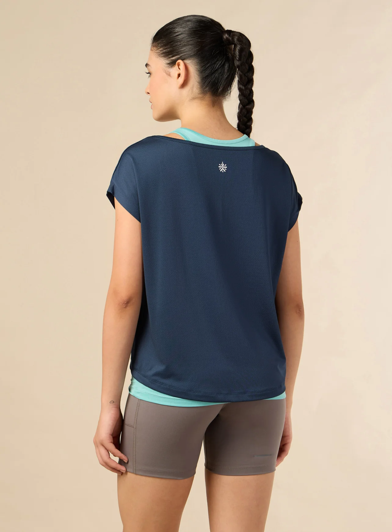 Women's 2in1 Layered Performance Navy T-shirt - Image 6