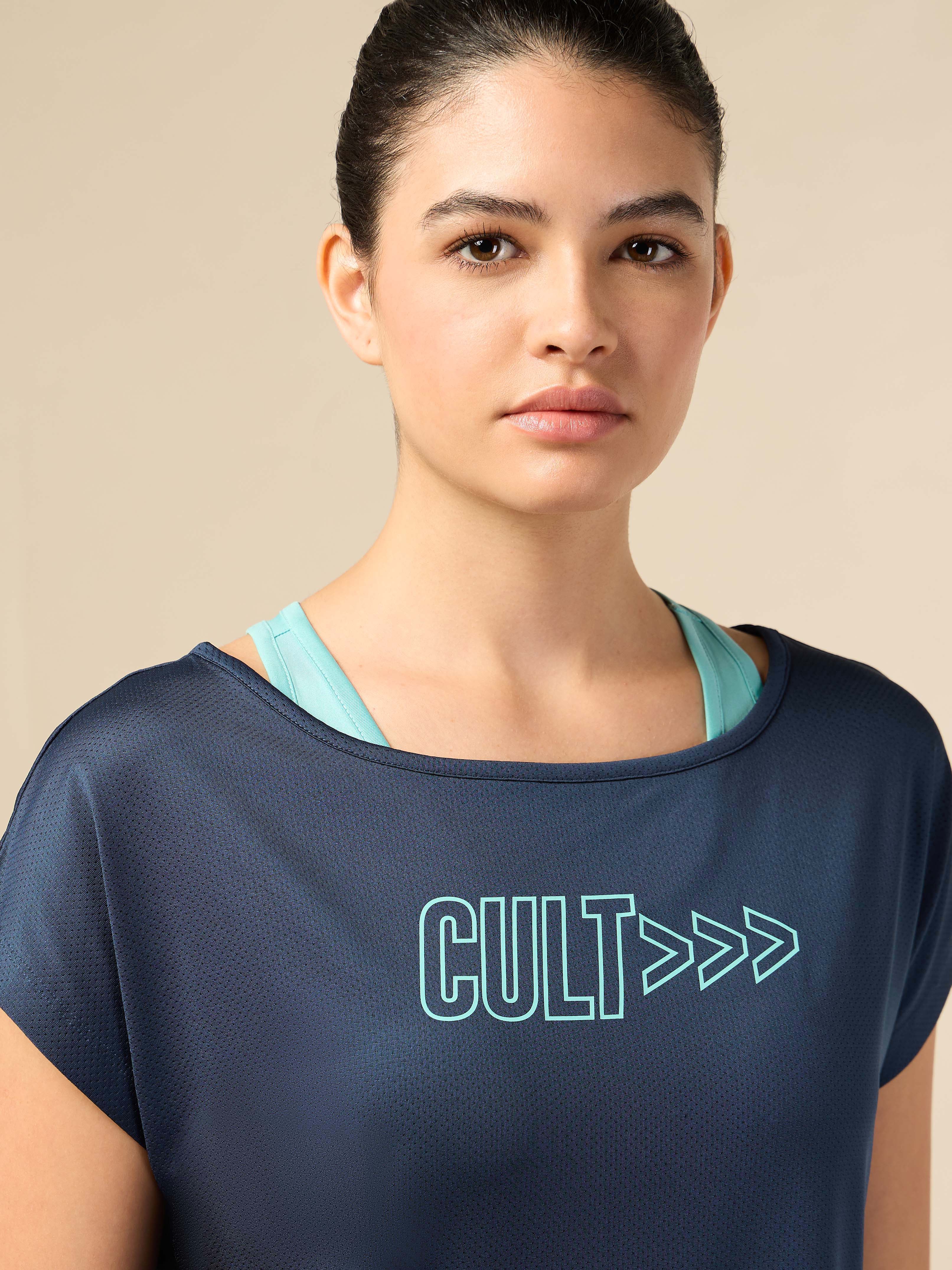 Women's 2in1 Layered Performance Navy T-shirt - Image 7