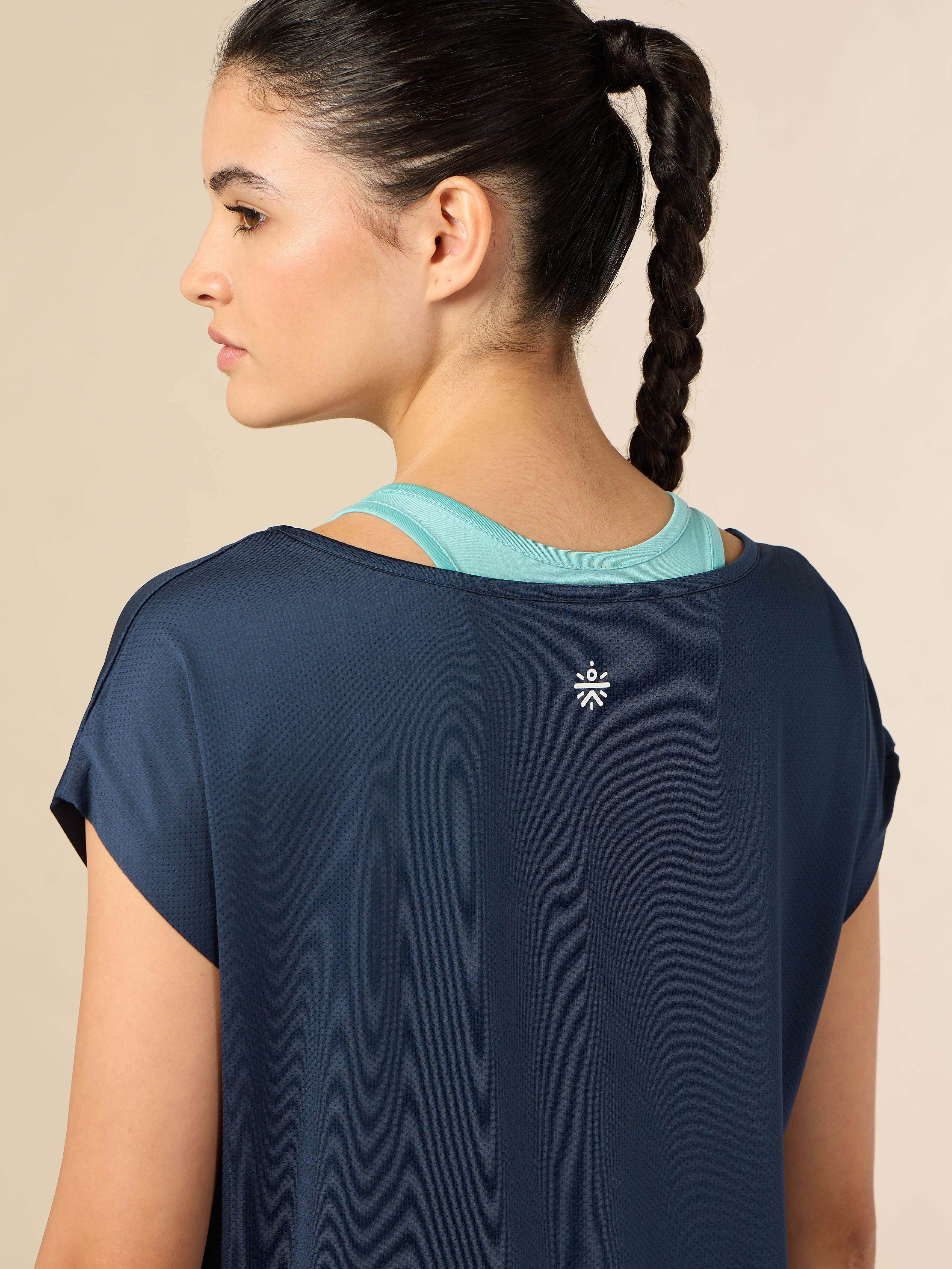 Women's 2in1 Layered Performance Navy T-shirt - Image 8