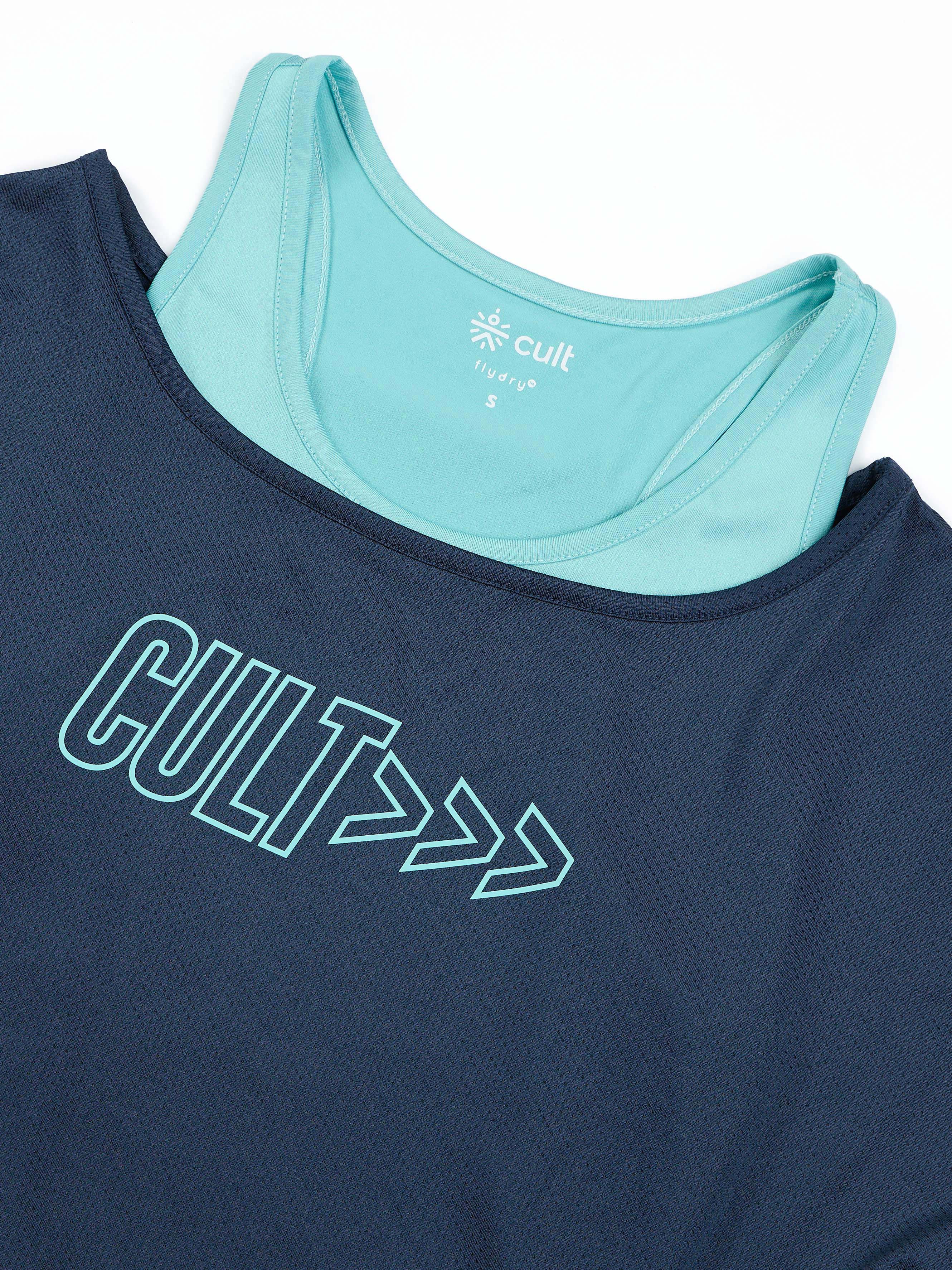 Women's 2in1 Layered Performance Navy T-shirt - Image 9