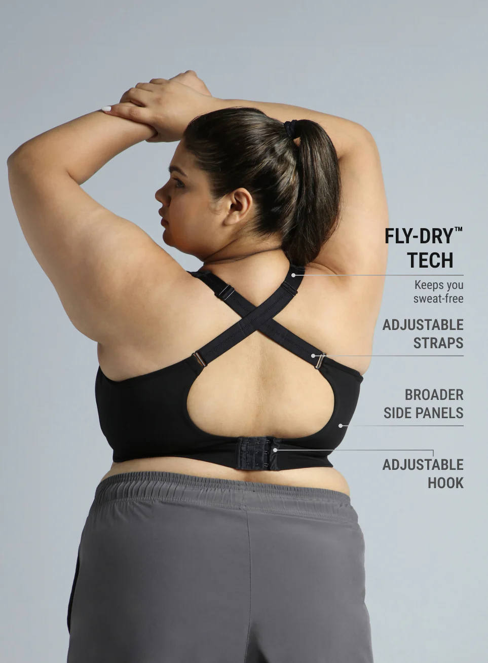 Women's Adjustable Strap Training High Support Plus Size Sports Bra - Image 6