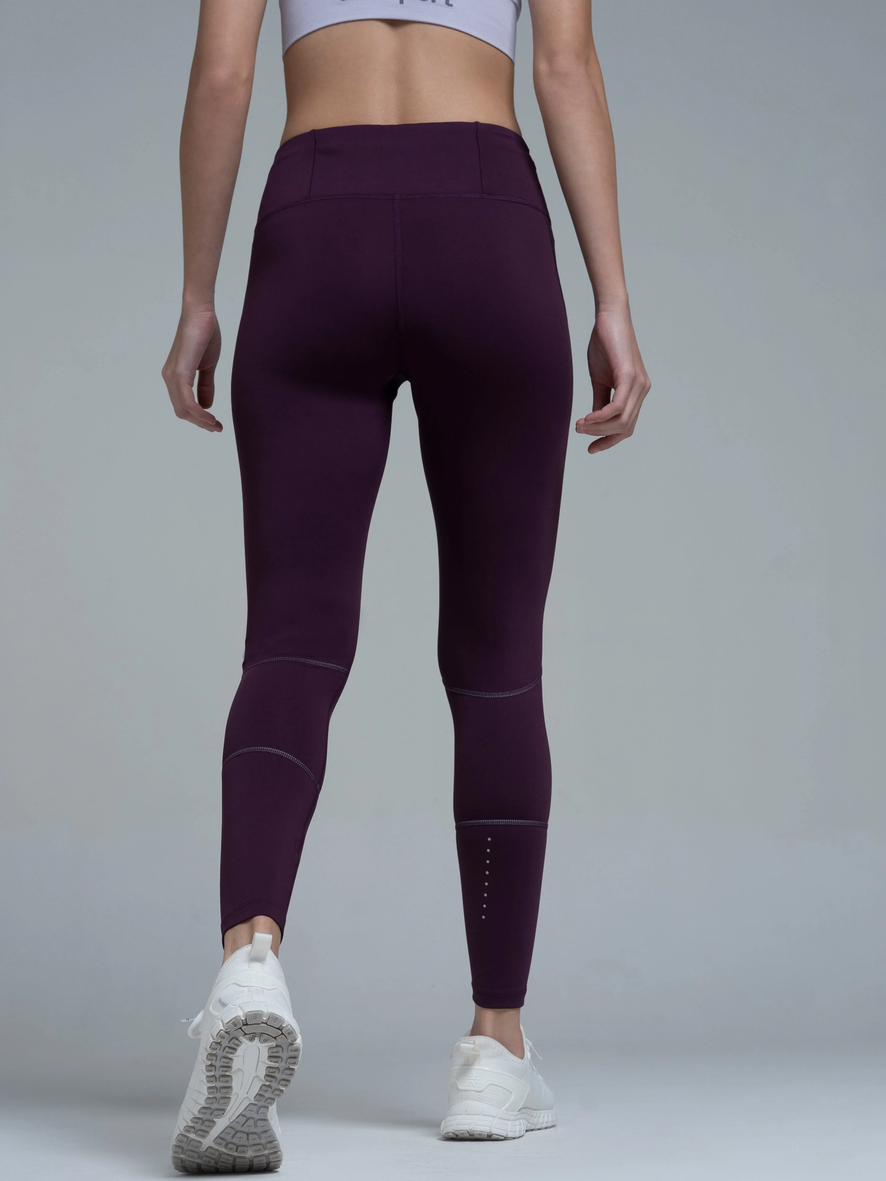 Women's Wine Absolute Fit Solid Running Tights - Image 2