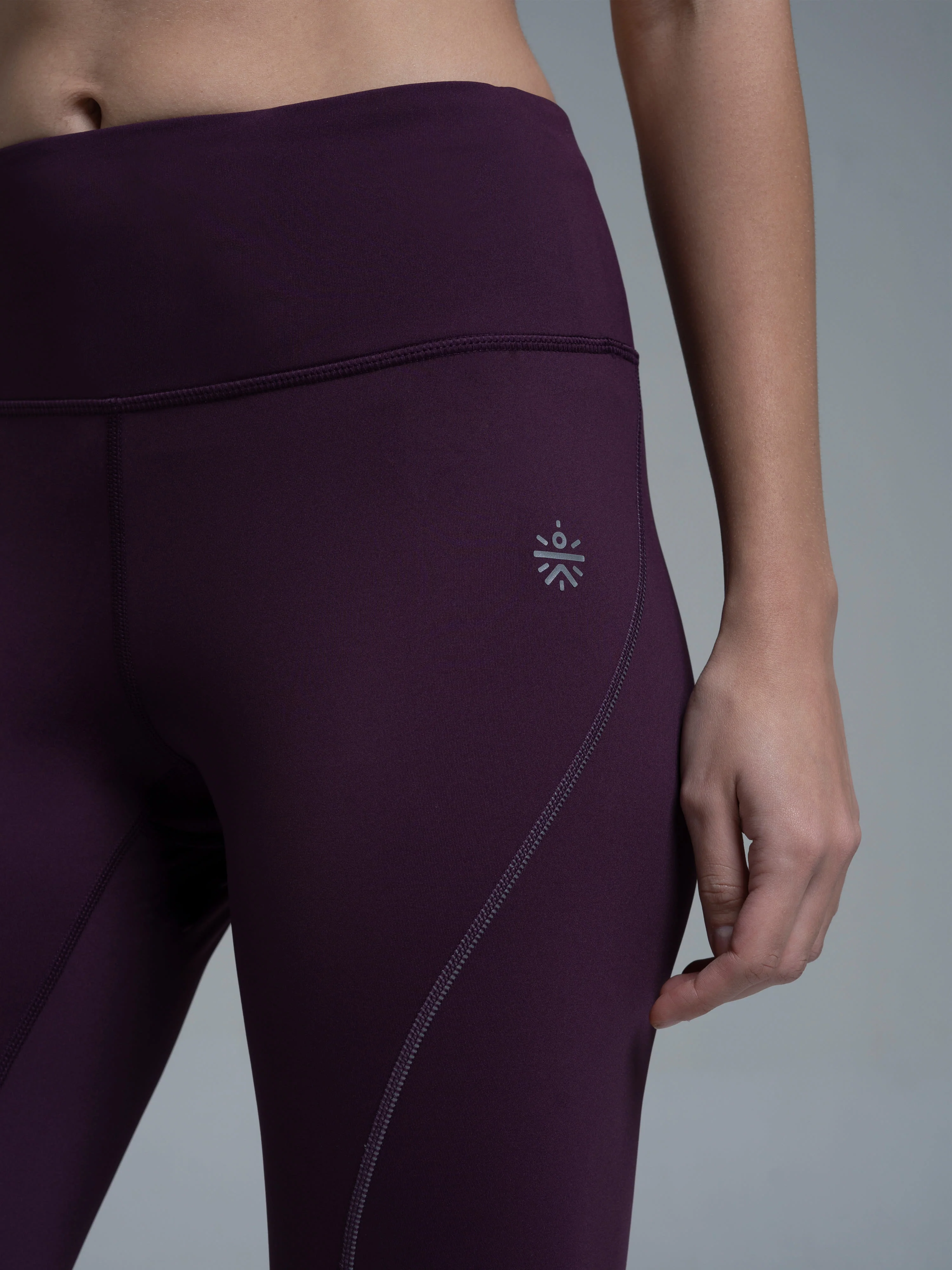 Women's Wine Absolute Fit Solid Running Tights - Image 3