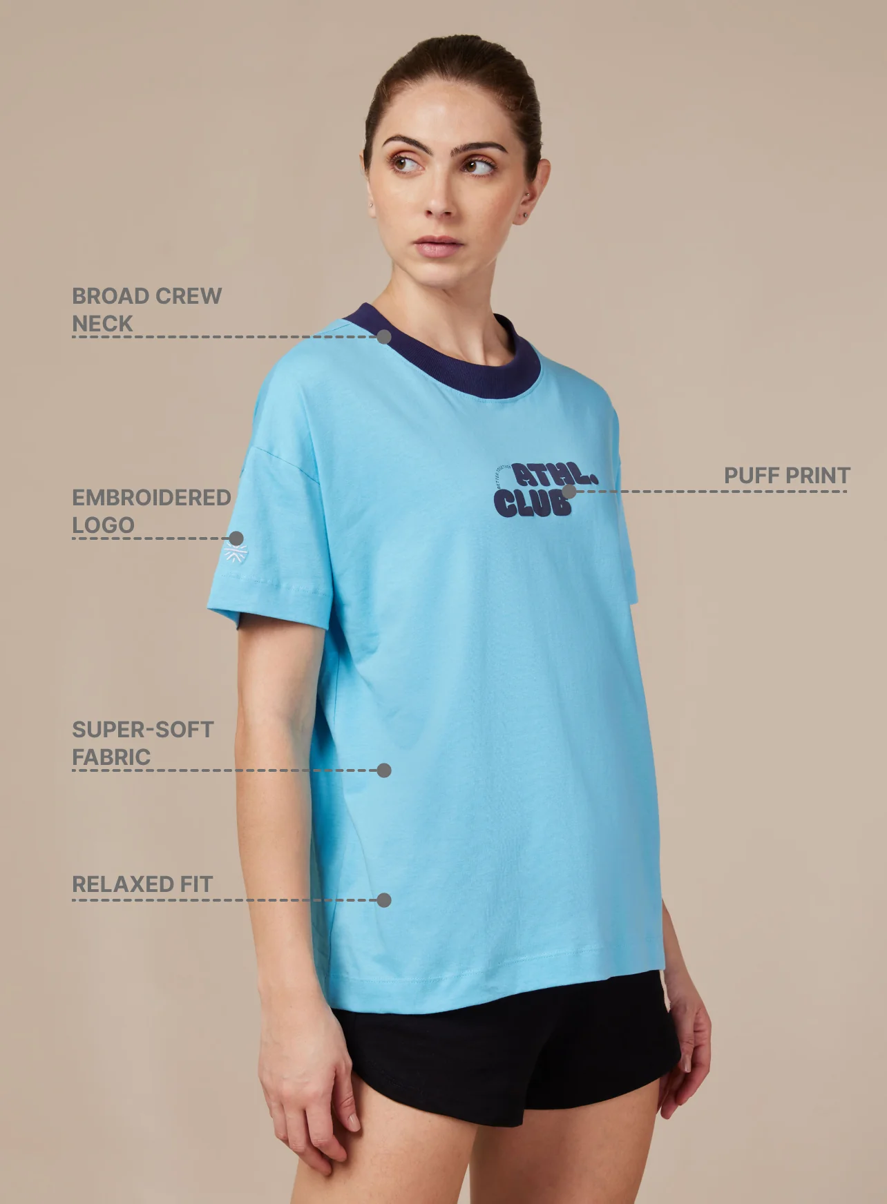 Women's Ath. Club Blue Printed T-shirt - Image 2