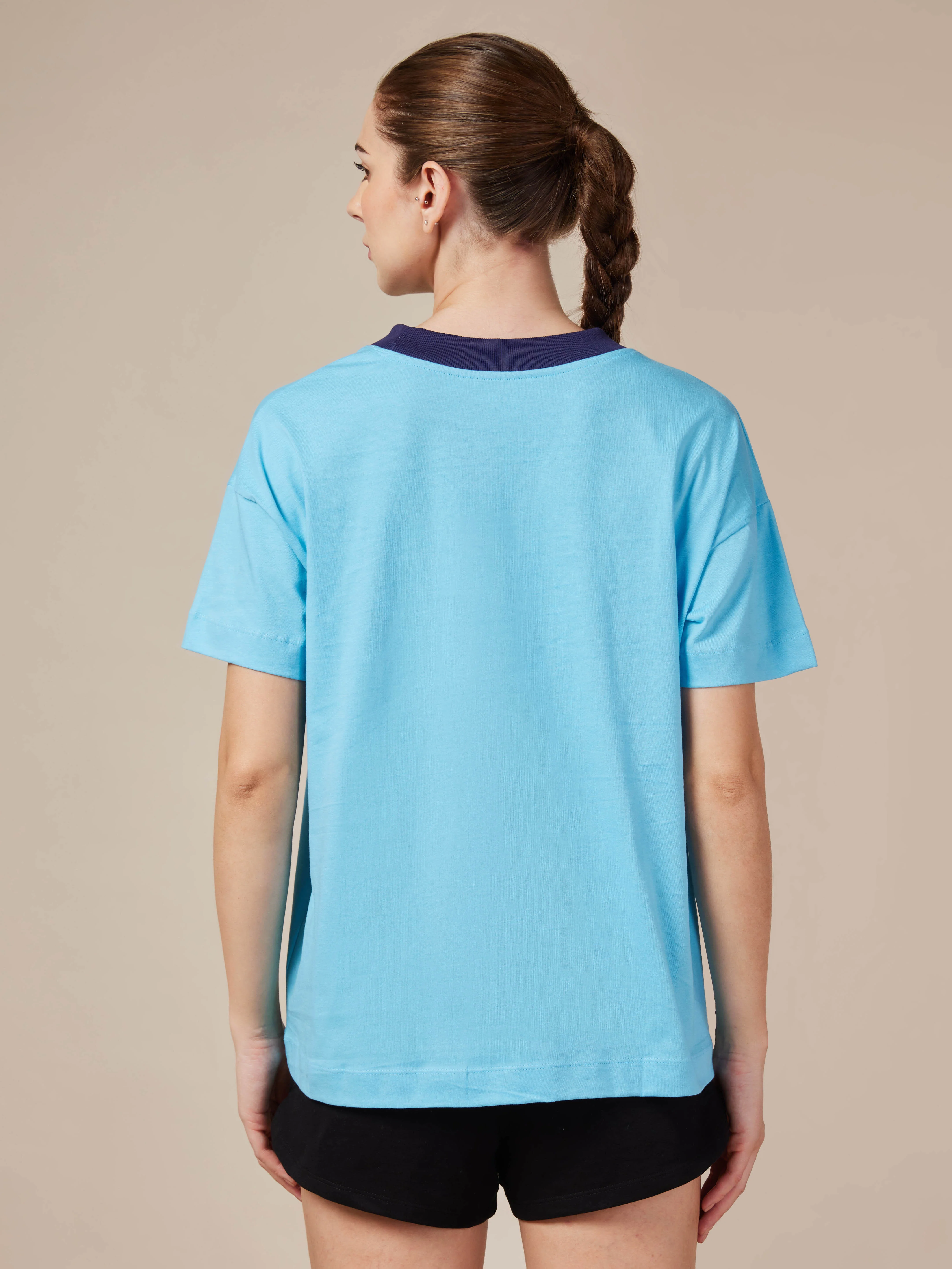 Women's Ath. Club Blue Printed T-shirt - Image 3