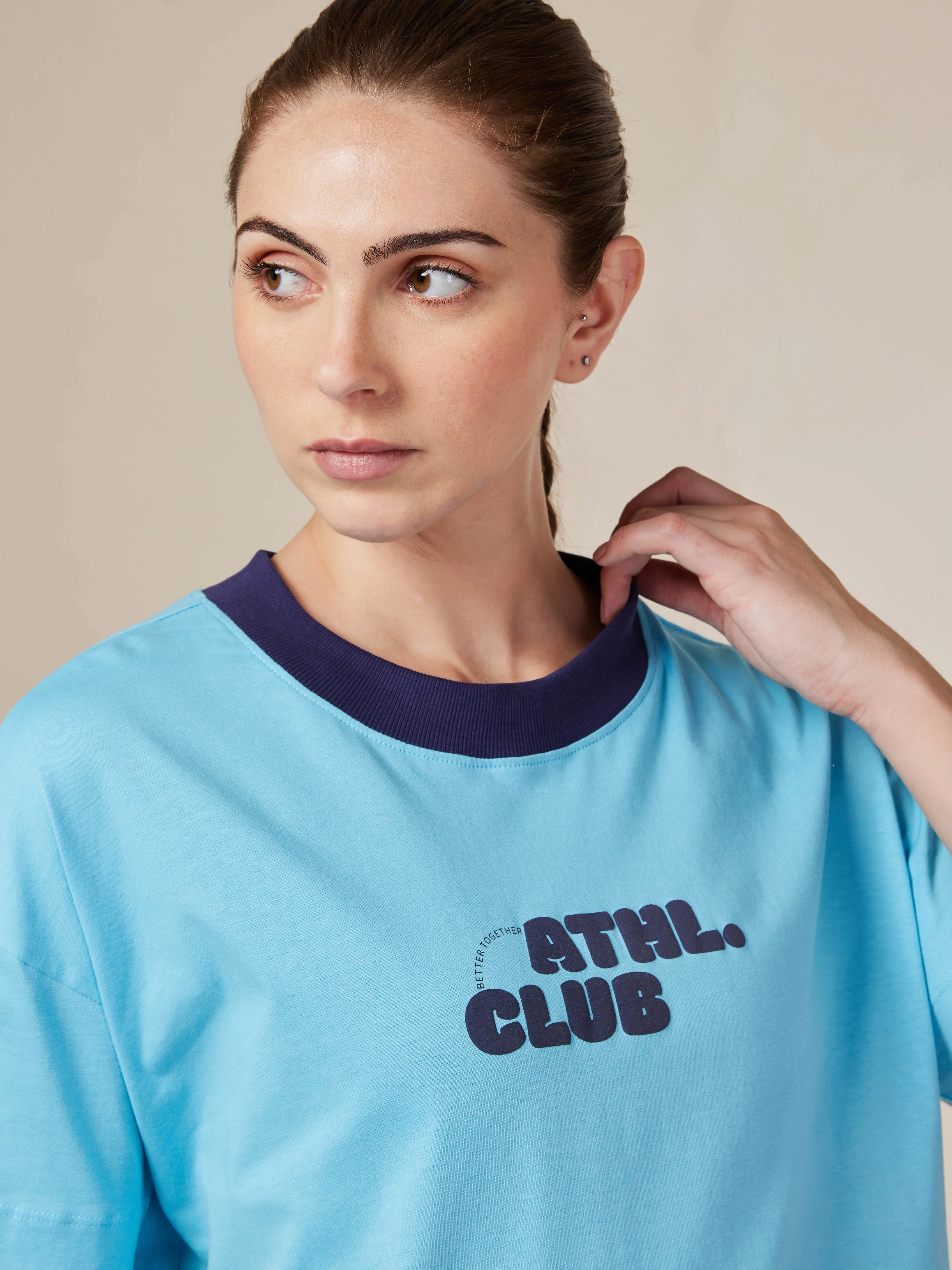 Women's Ath. Club Blue Printed T-shirt - Image 4