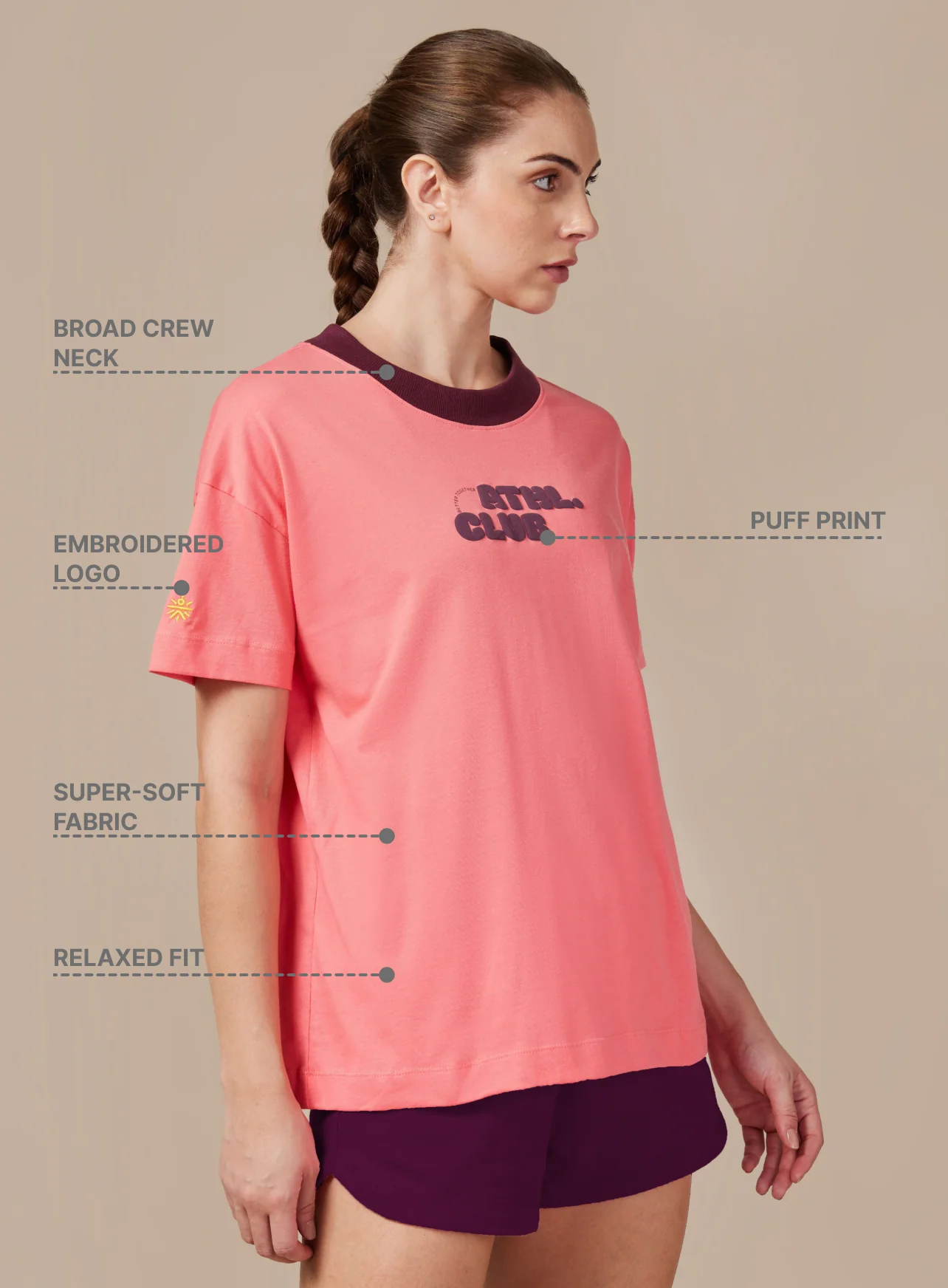 Women's Ath. Club Pink Printed T-shirt - Image 2