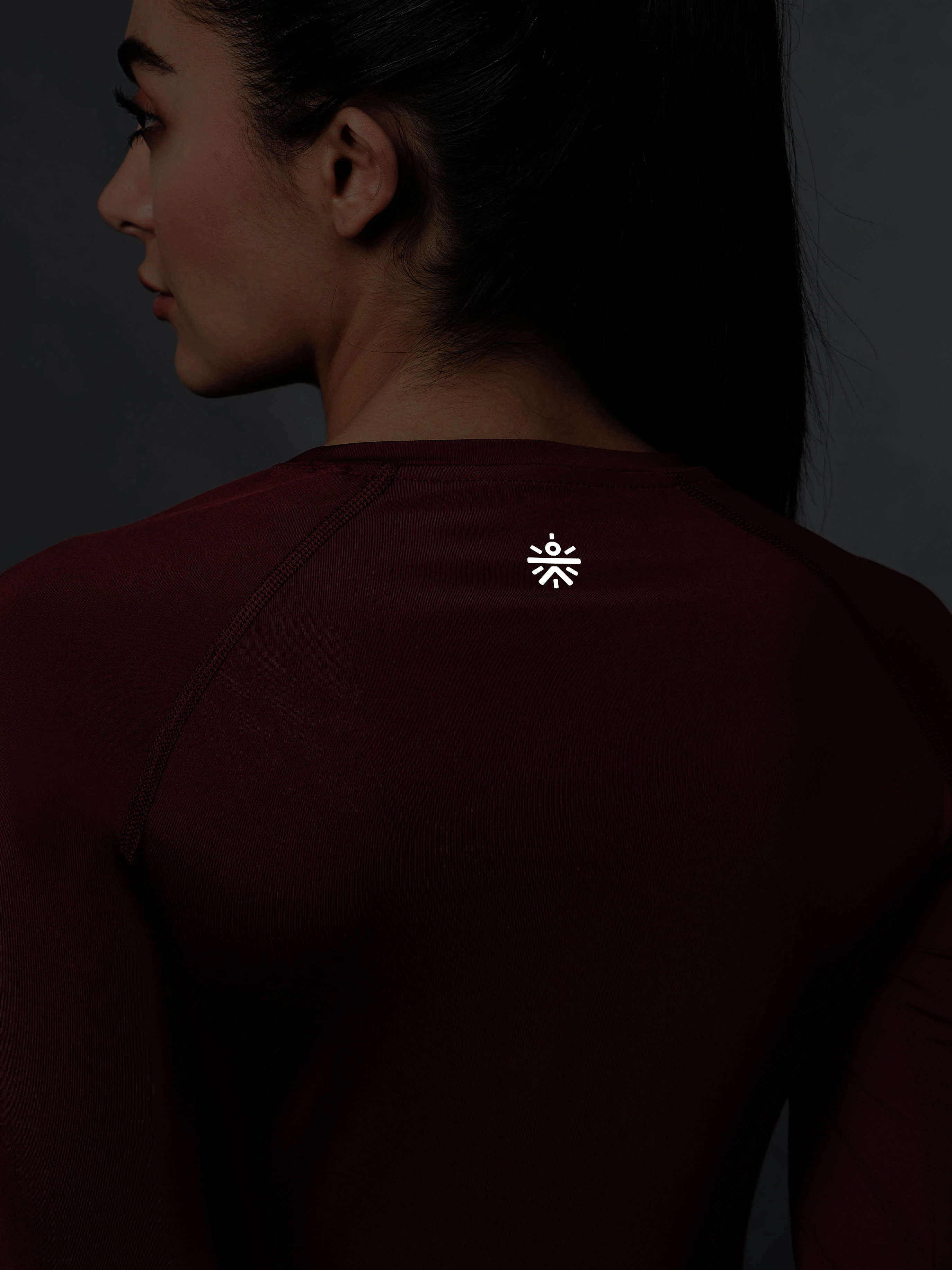 Women's Base Layer Maroon Compression Running Top - Image 8