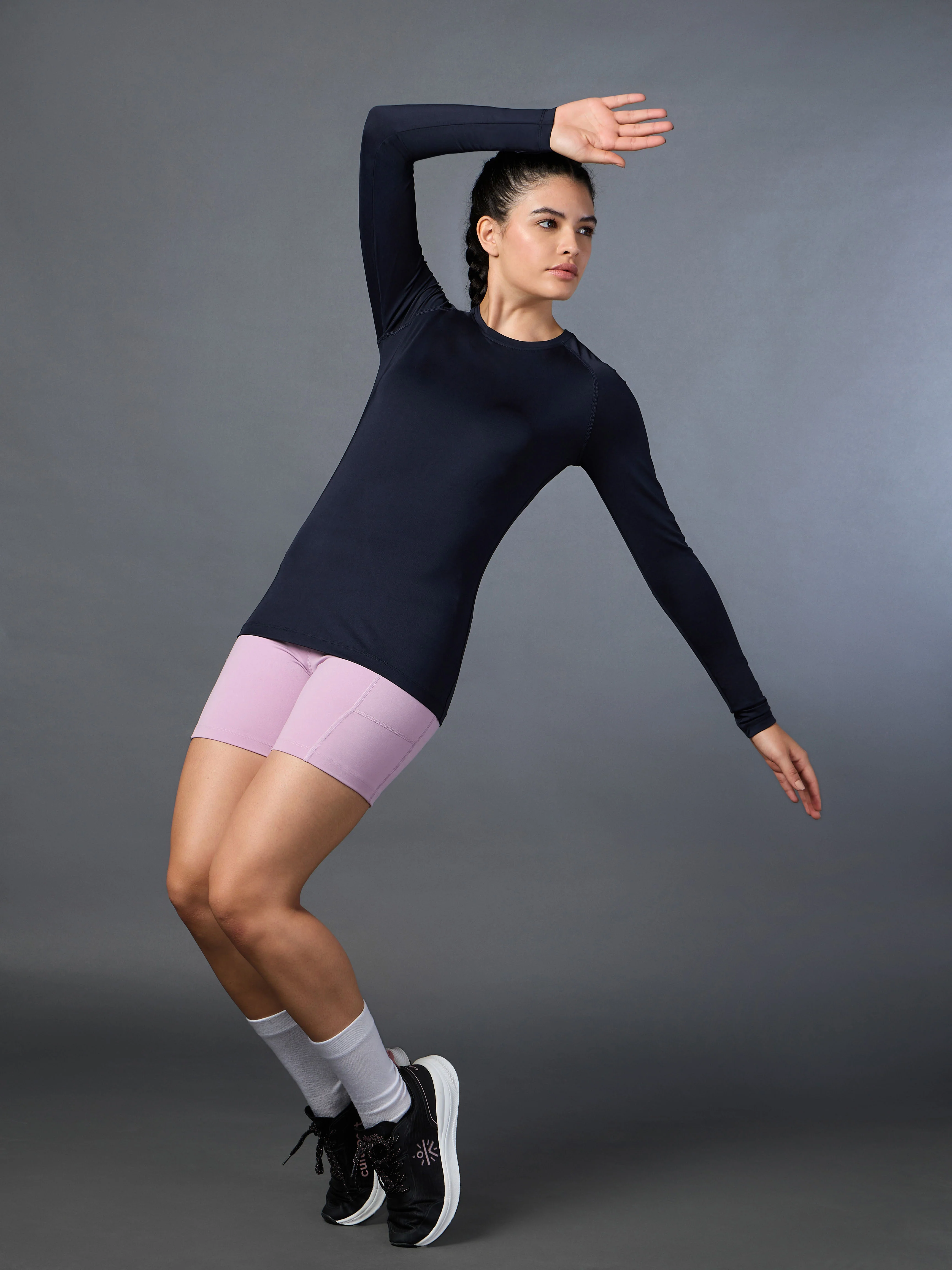 Women's Base Layer Navy Compression Running Top - Image 2