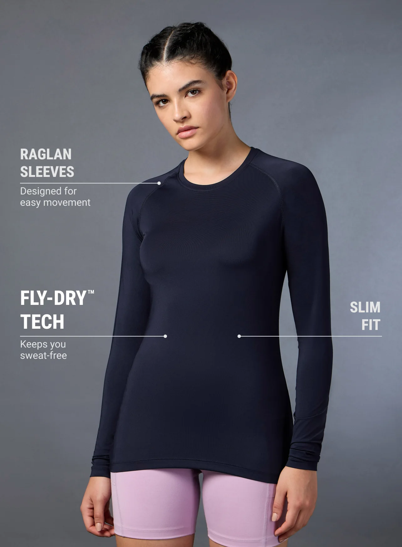 Women's Base Layer Navy Compression Running Top - Image 4
