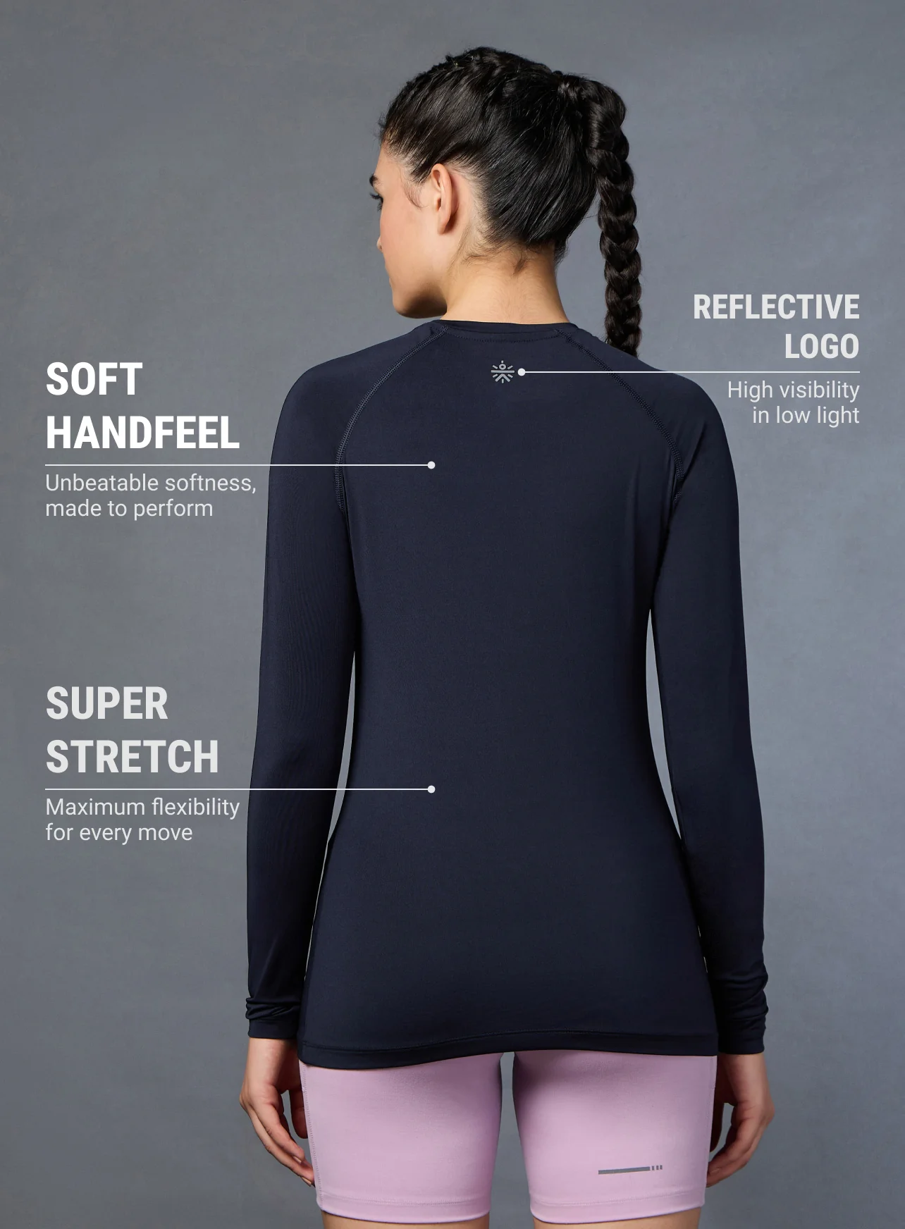 Women's Base Layer Navy Compression Running Top - Image 6