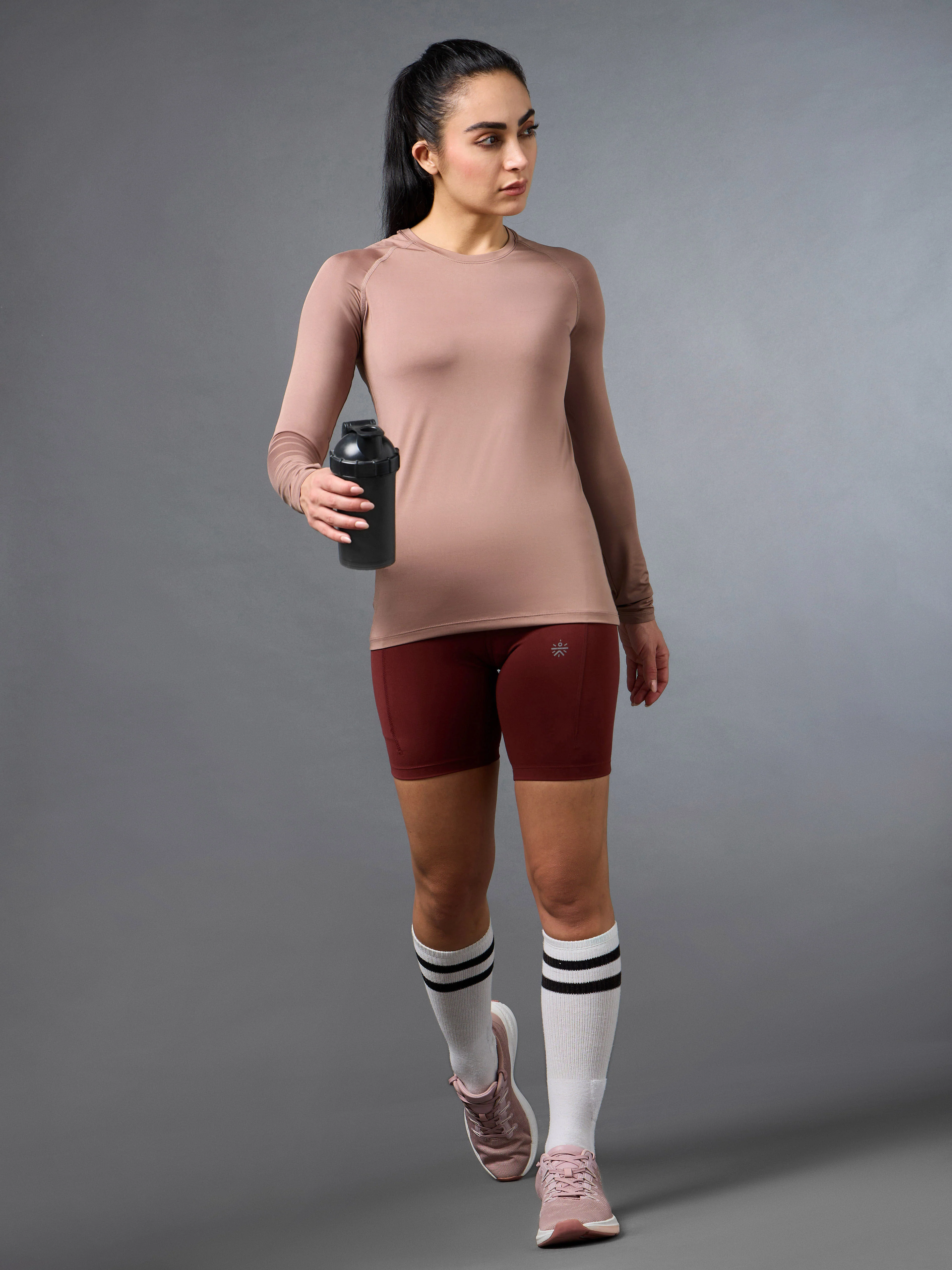 Women's Base Layer Pink Compression Running Top - Image 3