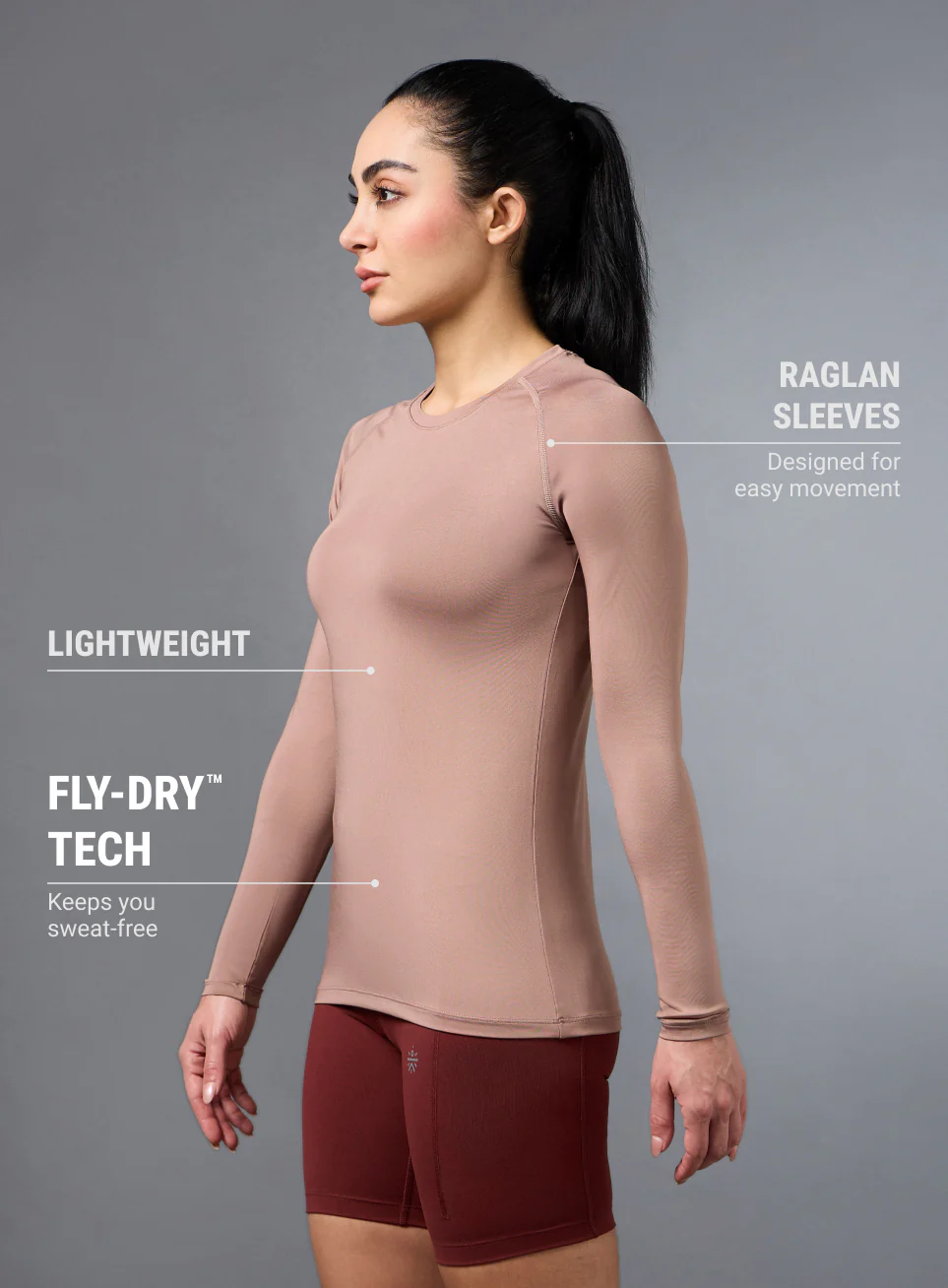 Women's Base Layer Pink Compression Running Top - Image 5