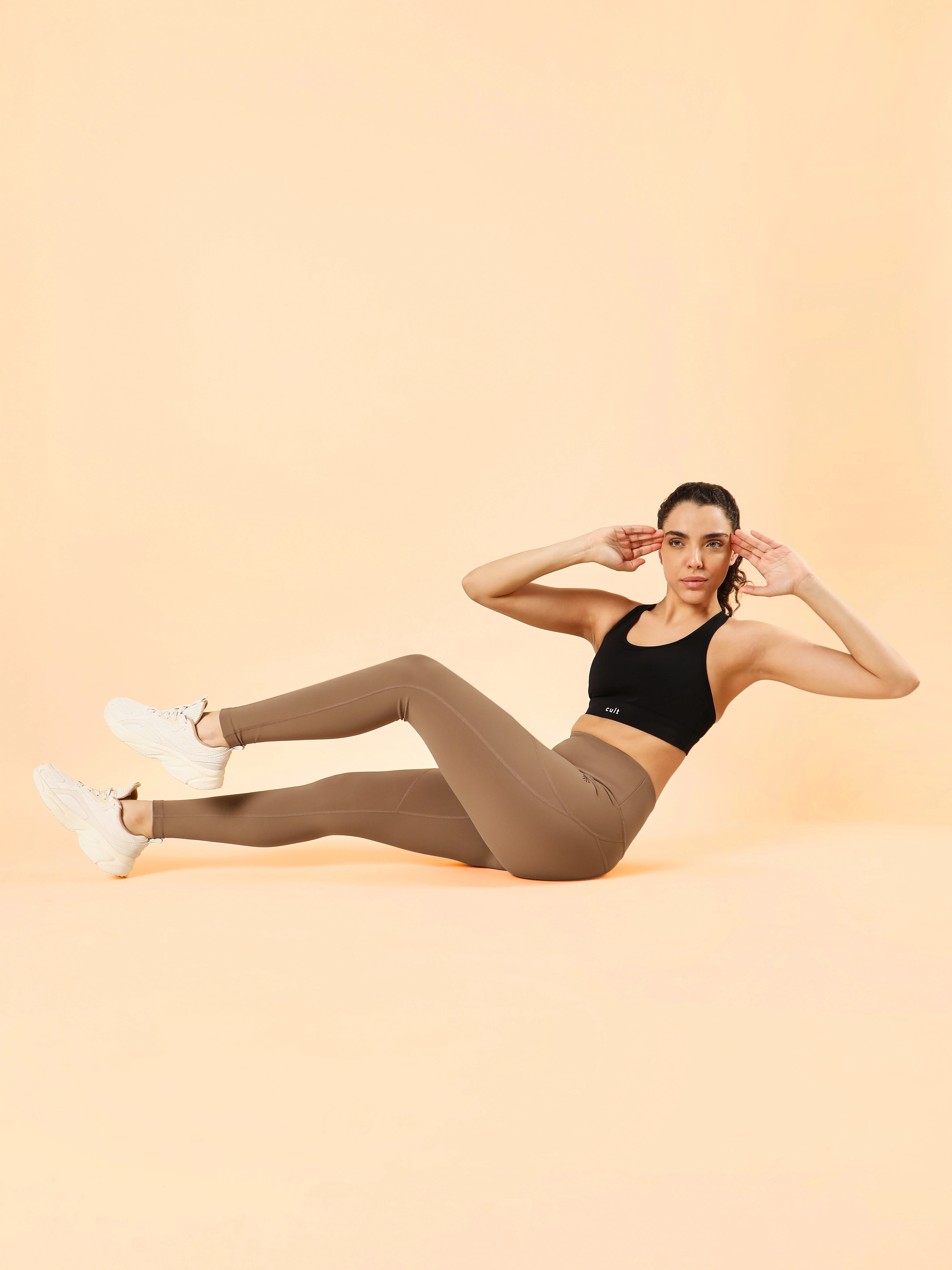 Women's Beige Train In Workout COMFlex Tights - Image 2