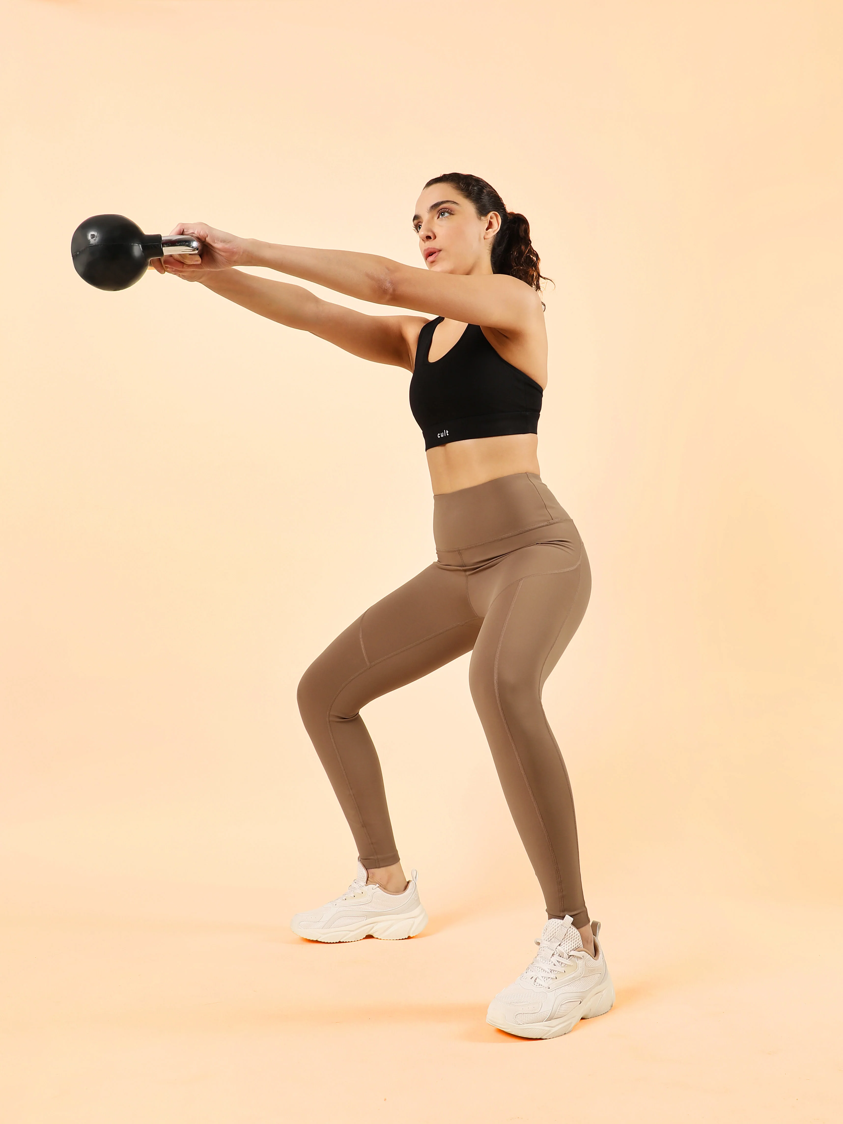 Women's Beige Train In Workout COMFlex Tights - Image 3