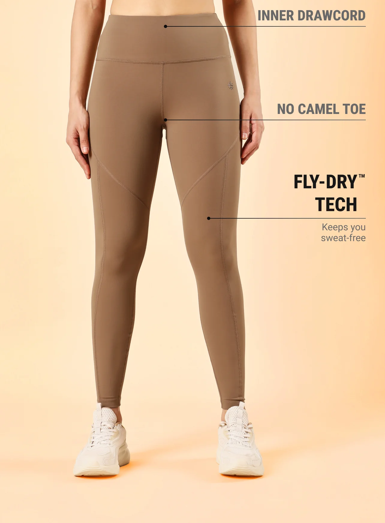 Women's Beige Train In Workout COMFlex Tights - Image 4